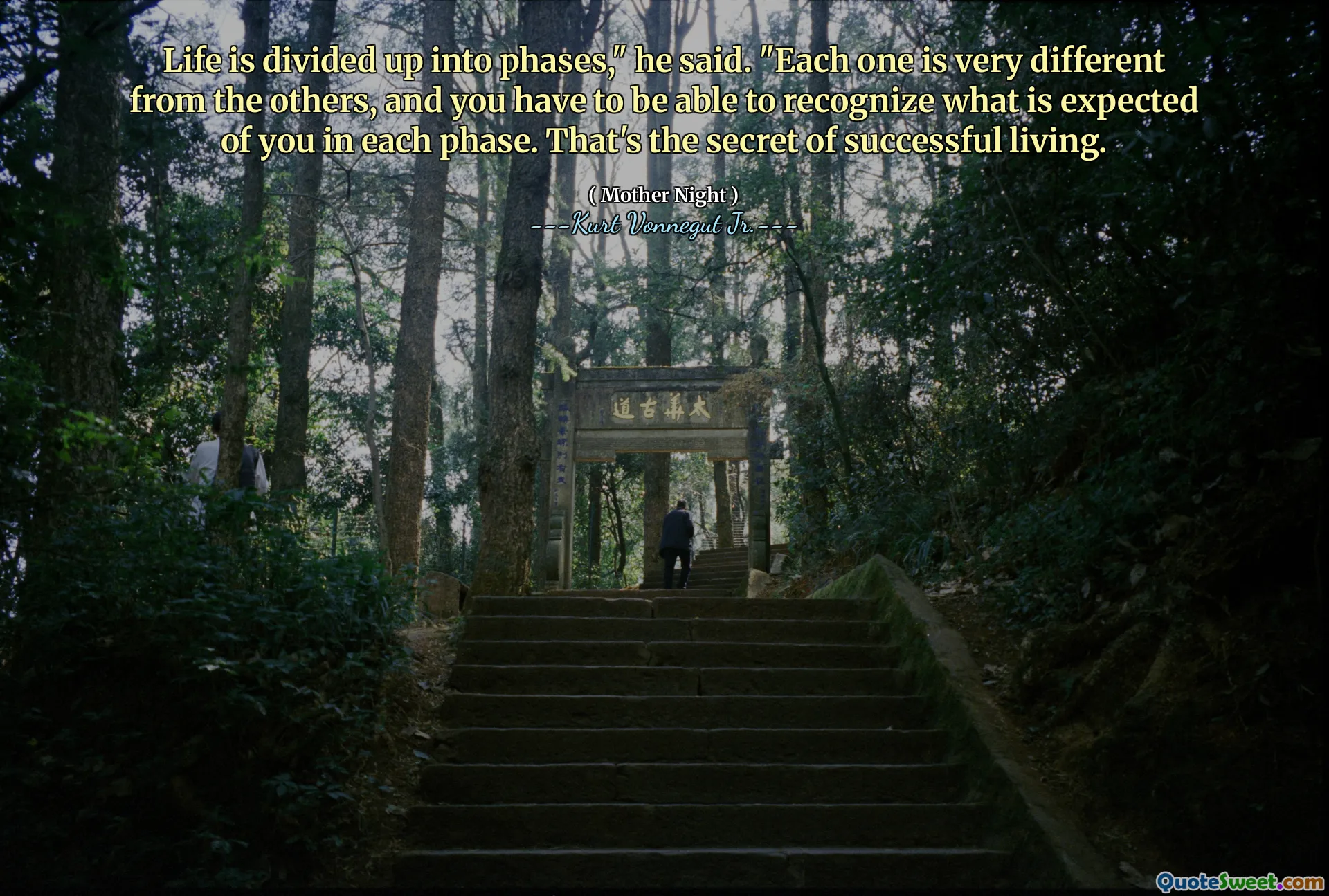 Life is divided up into phases," he said. "Each one is very different from the others, and you have to be able to recognize what is expected of you in each phase. That's the secret of successful living.