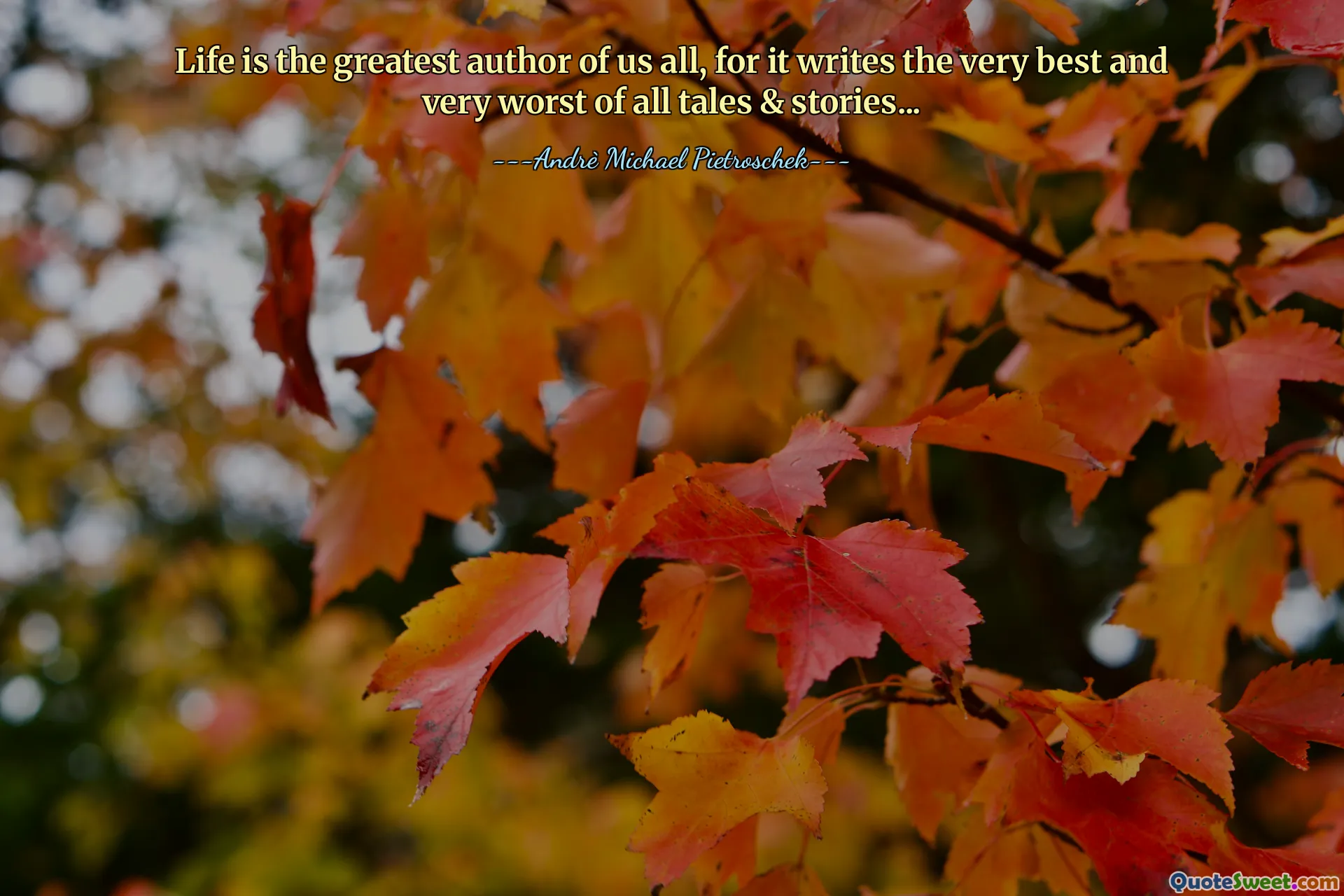 Life is the greatest author of us all, for it writes the very best and very worst of all tales & stories...