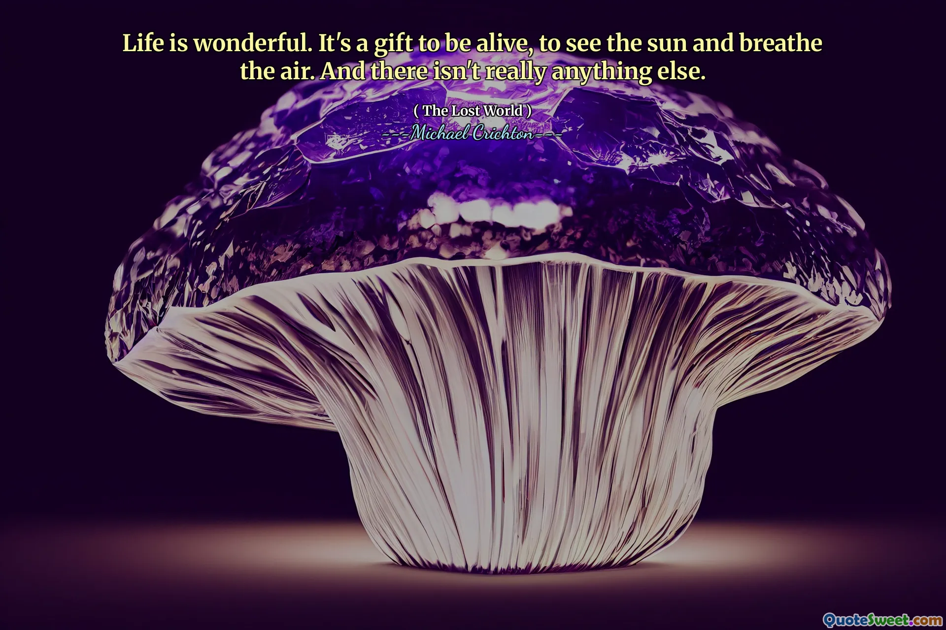 Life is wonderful. It's a gift to be alive, to see the sun and breathe the air. And there isn't really anything else.