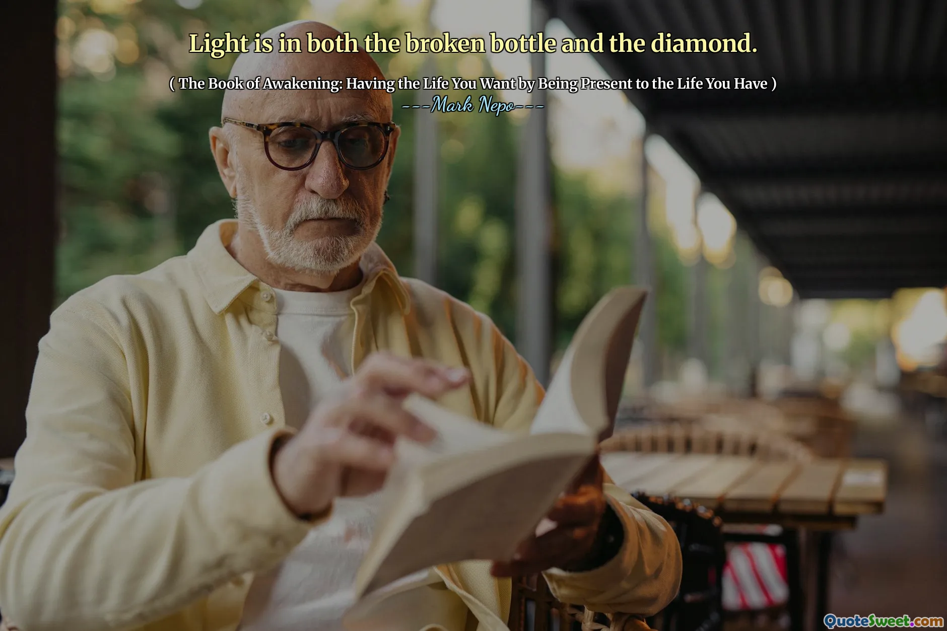 Light is in both the broken bottle and the diamond.