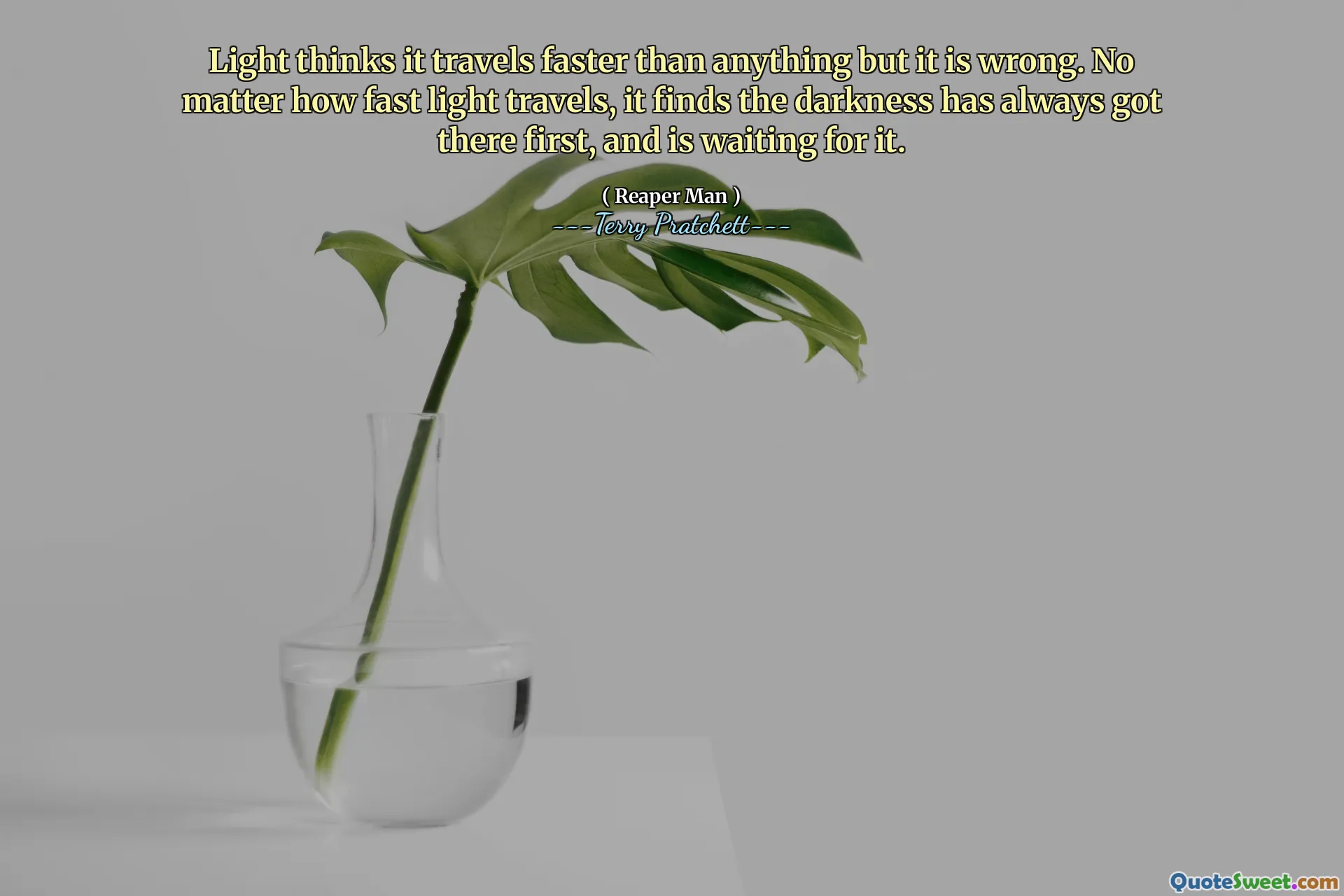 Light thinks it travels faster than anything but it is wrong. No matter how fast light travels, it finds the darkness has always got there first, and is waiting for it.
