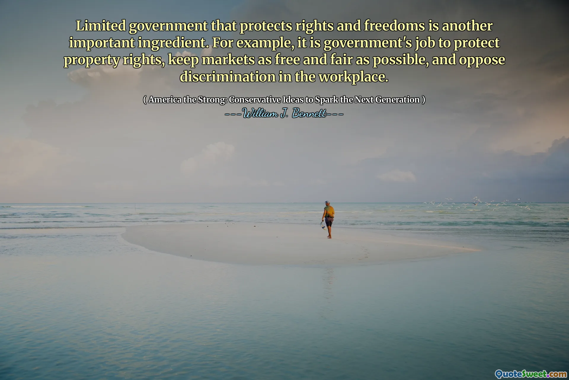 Limited government that protects rights and freedoms is another important ingredient. For example, it is government's job to protect property rights, keep markets as free and fair as possible, and oppose discrimination in the workplace.