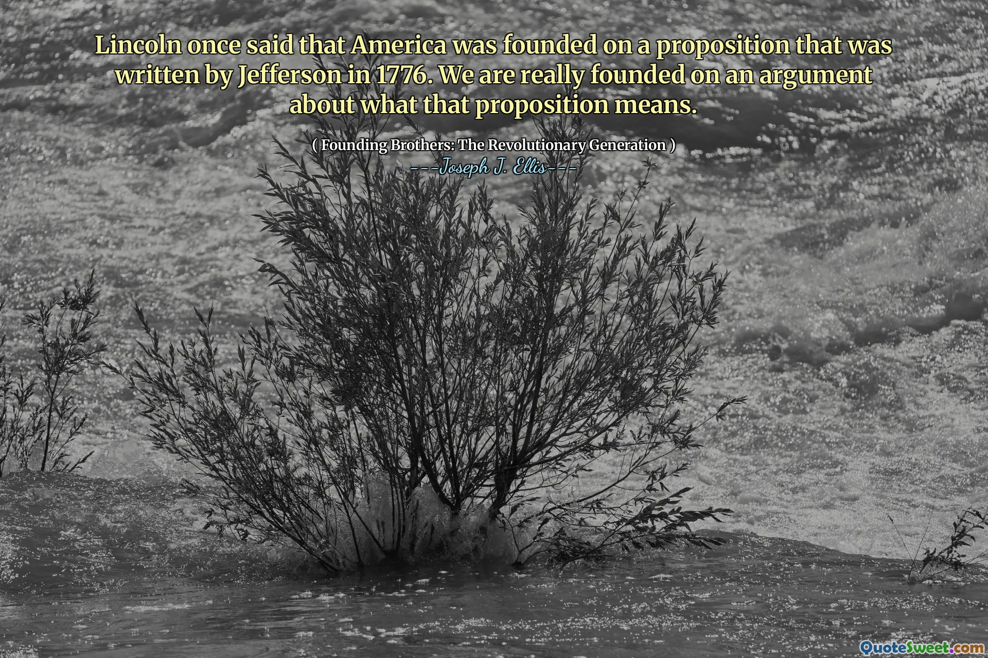 Lincoln once said that America was founded on a proposition that was written by Jefferson in 1776. We are really founded on an argument about what that proposition means.