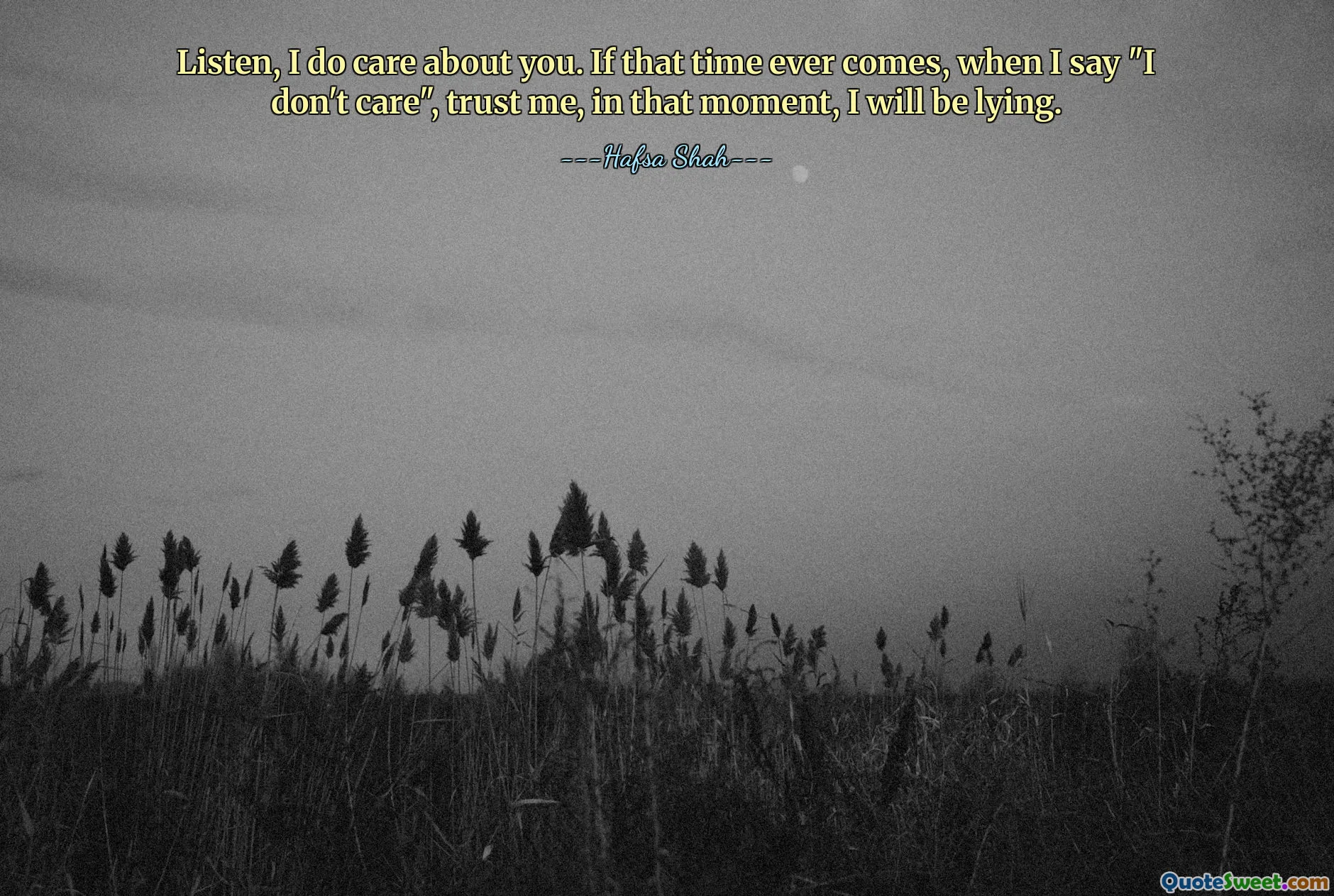 Listen, I do care about you. If that time ever comes, when I say "I don't care", trust me, in that moment, I will be lying.