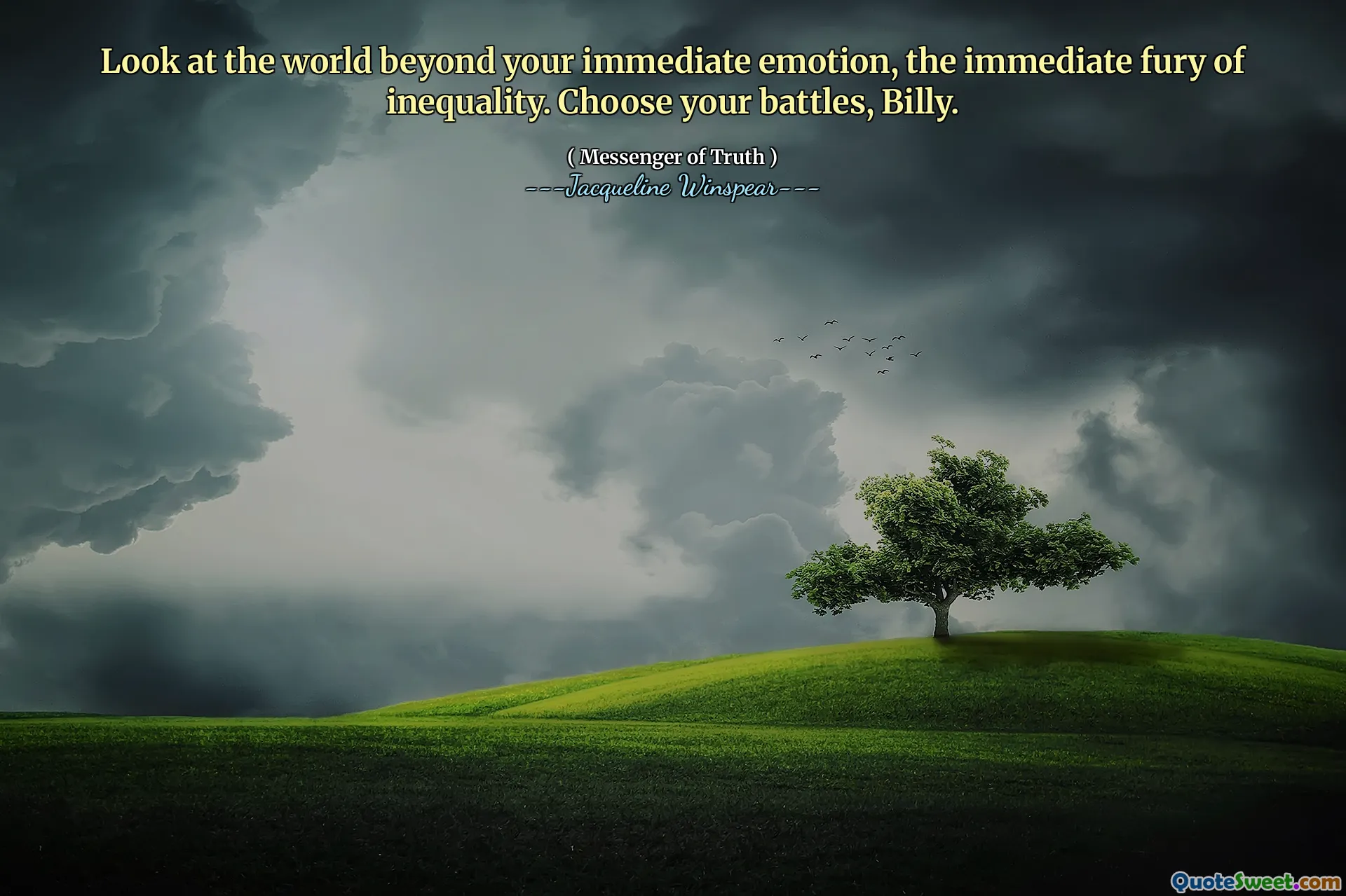 Veja o mundo além da sua emoção imediata, a fúria imediata da desigualdade. Escolha suas batalhas, Billy.