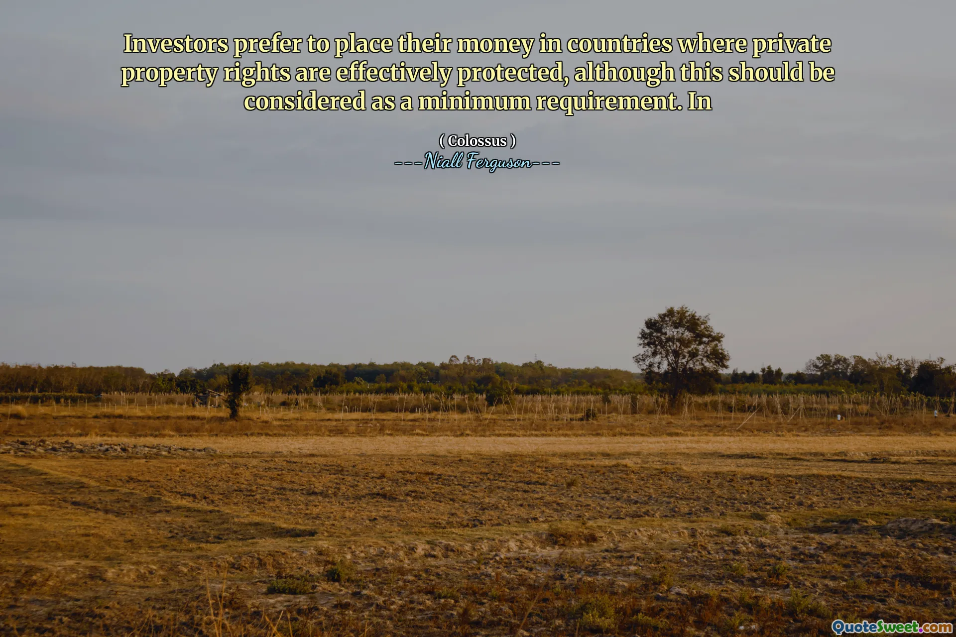 Investors prefer to place their money in countries where private property rights are effectively protected, although this should be considered as a minimum requirement. In