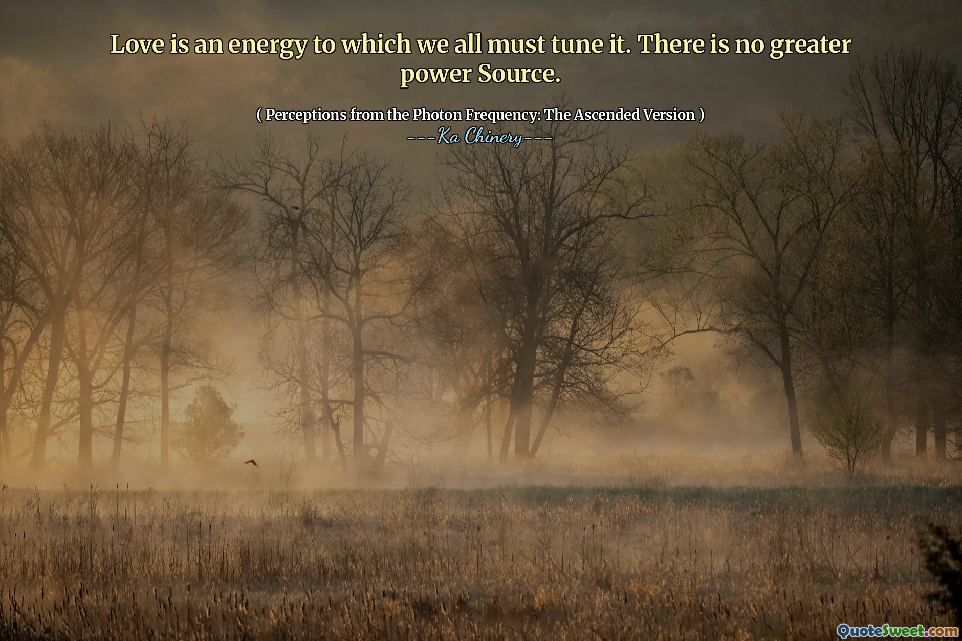 Love is an energy to which we all must tune it. There is no greater power Source.