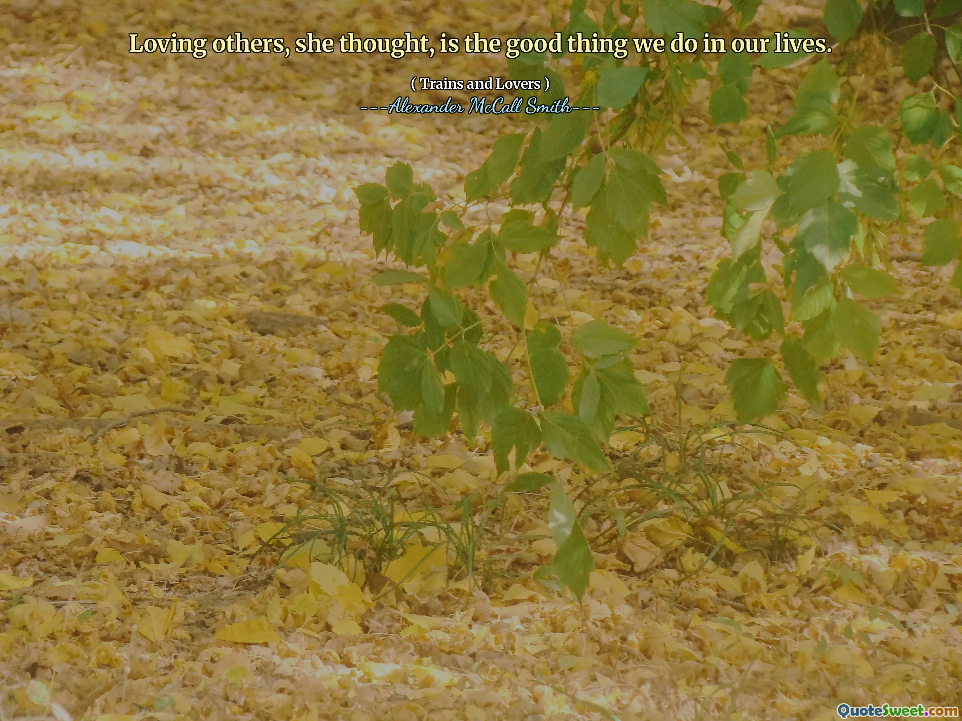 Loving others, she thought, is the good thing we do in our lives.