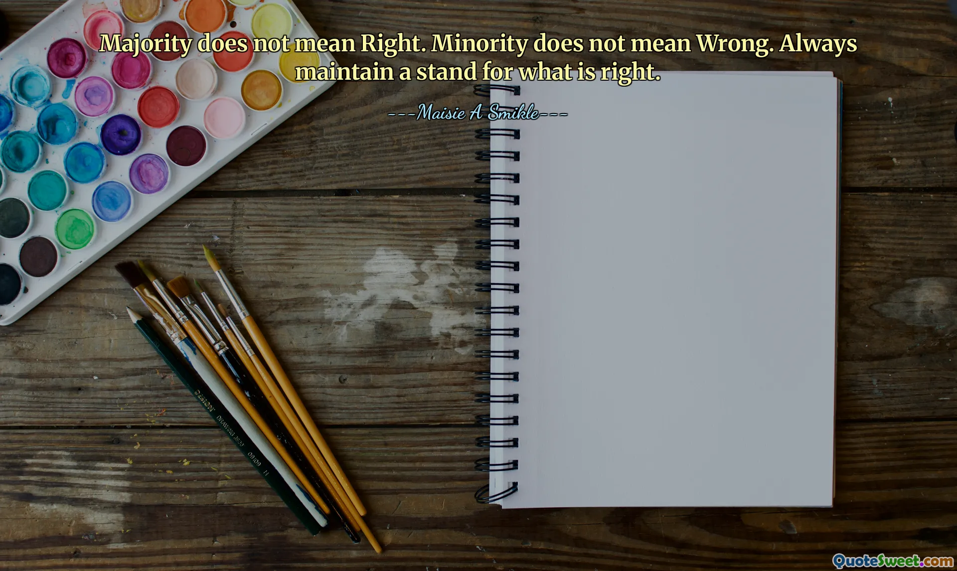 Majority does not mean Right. Minority does not mean Wrong. Always maintain a stand for what is right.
