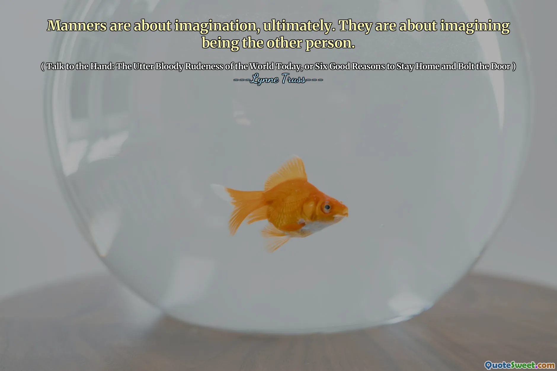 Manners are about imagination, ultimately. They are about imagining being the other person.