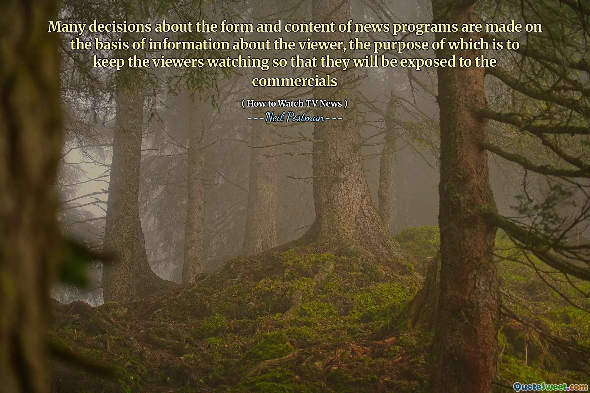 Nhiều quyết định về hình thức và nội dung của các chương trình tin tức được đưa ra trên cơ sở thông tin về người xem, mục đích của nó là để giữ cho người xem theo dõi để họ sẽ được tiếp xúc với các quảng cáo