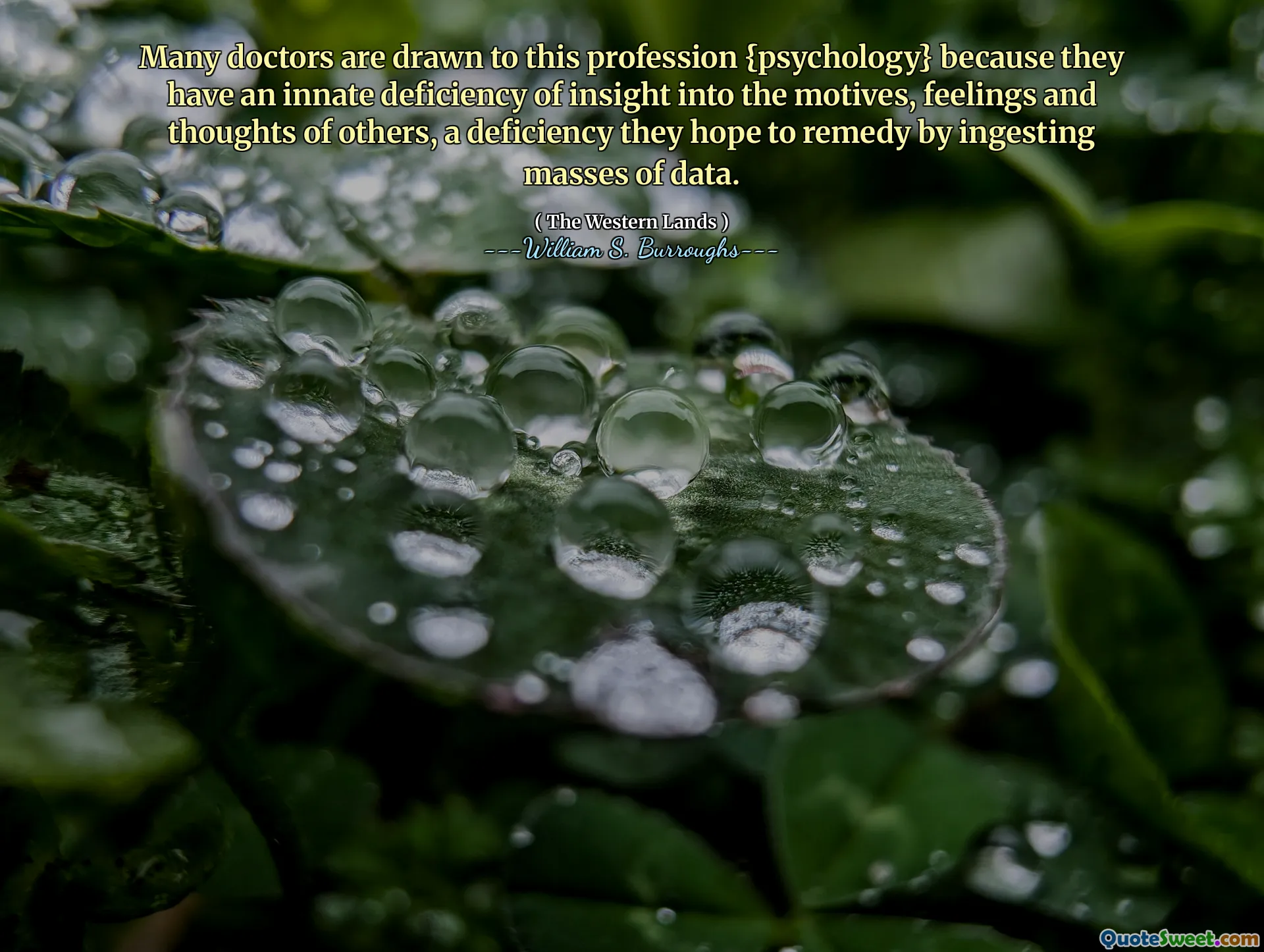 많은 의사 들이이 직업 {심리학}에 이끌어 져 있습니다. 왜냐하면 그들은 다른 사람들의 동기, 감정 및 생각에 대한 통찰력의 타고난 결함이 있기 때문입니다.