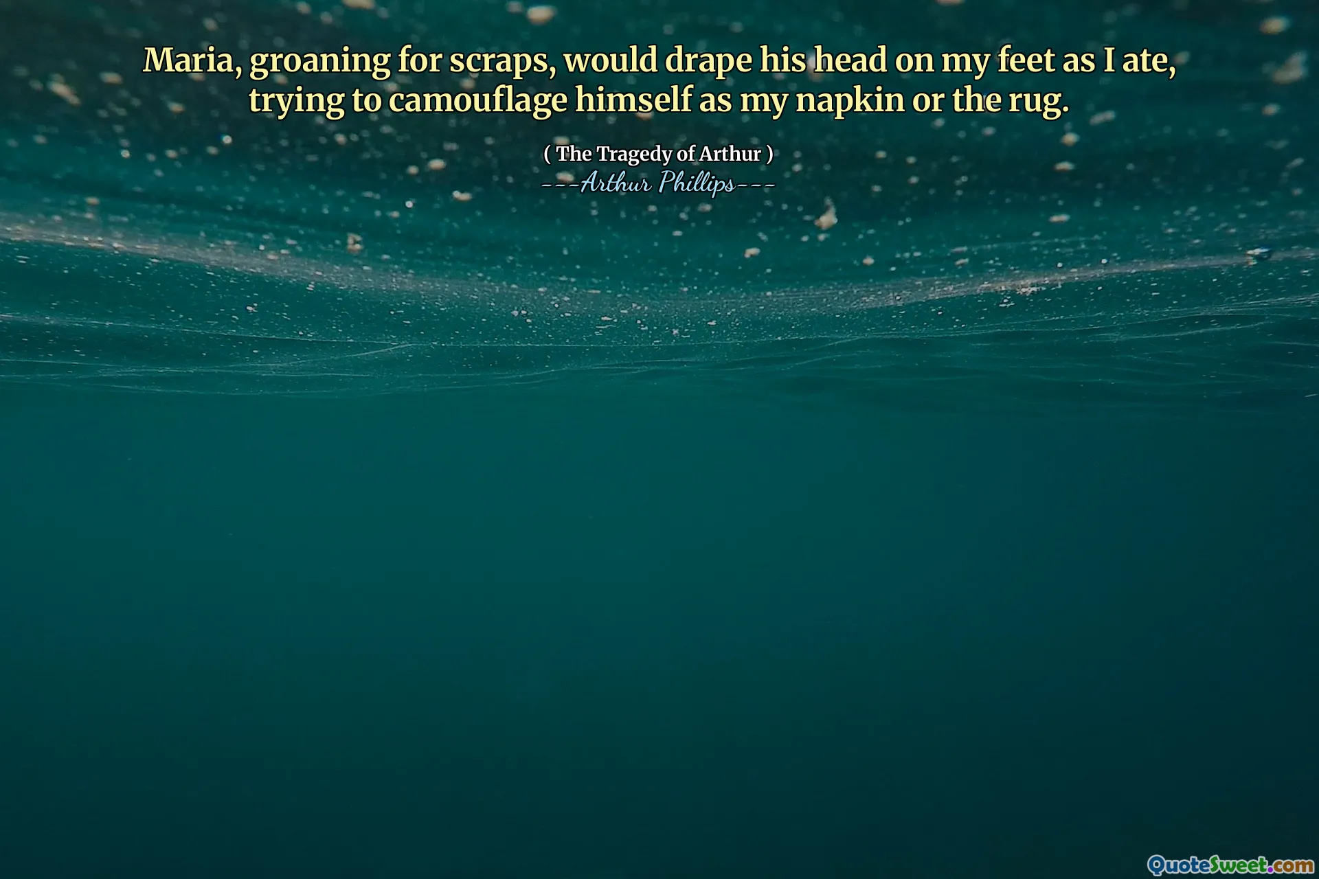 Maria, groaning for scraps, would drape his head on my feet as I ate, trying to camouflage himself as my napkin or the rug.