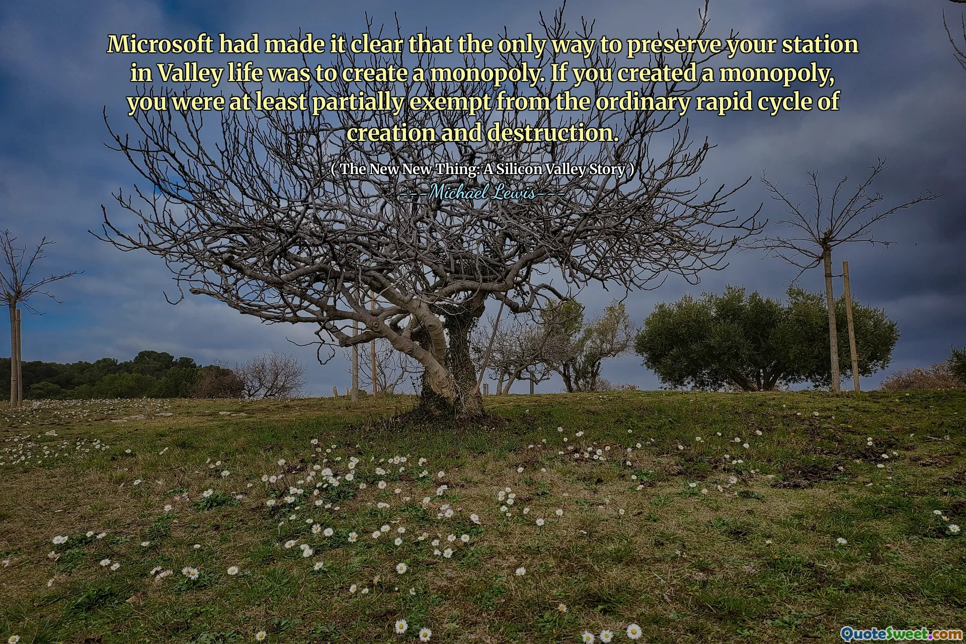 Microsoft avait clairement indiqué que la seule façon de préserver votre station dans la vie de Valley était de créer un monopole. Si vous avez créé un monopole, vous étiez au moins partiellement exempté du cycle rapide ordinaire de création et de destruction.