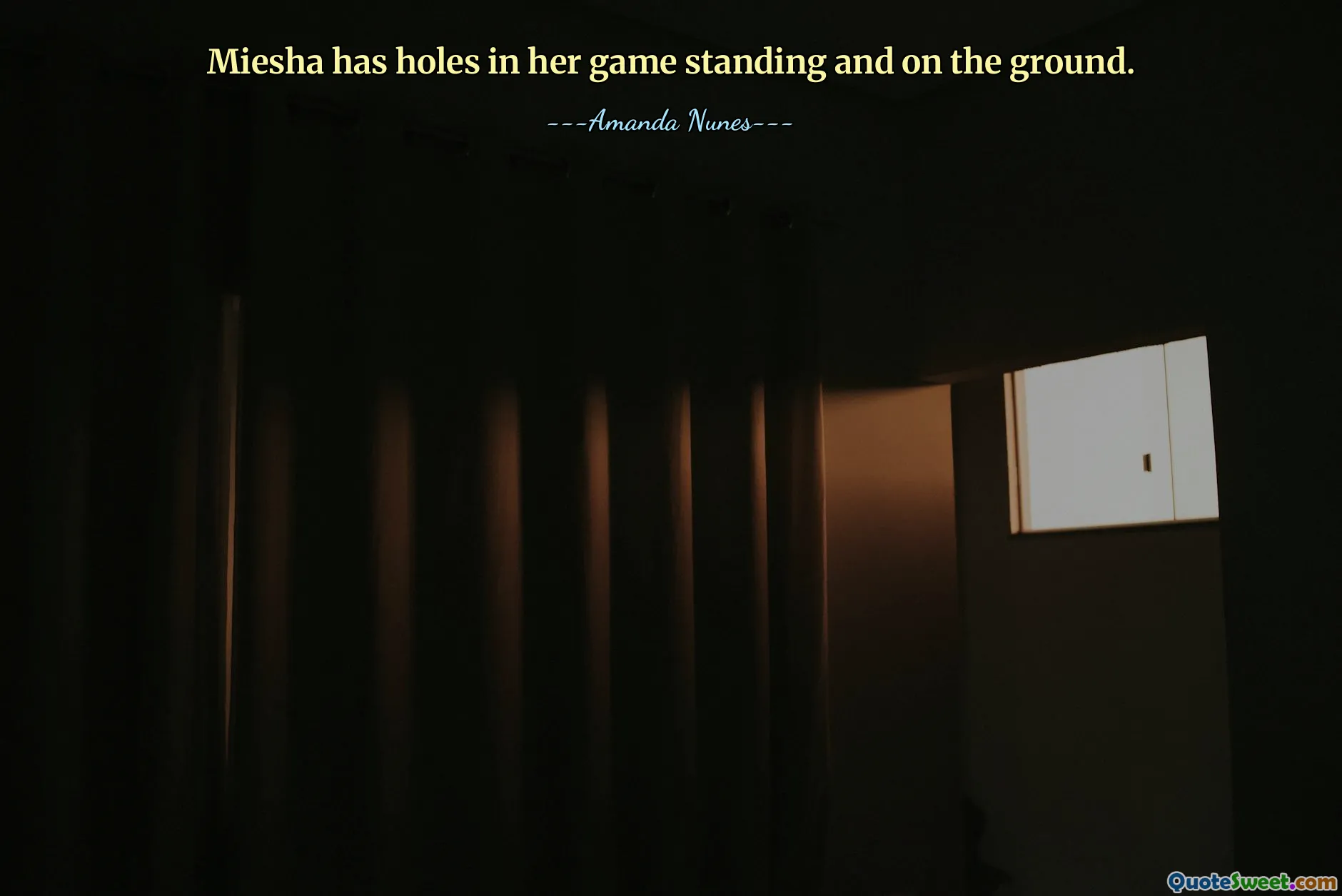 Miesha has holes in her game standing and on the ground.