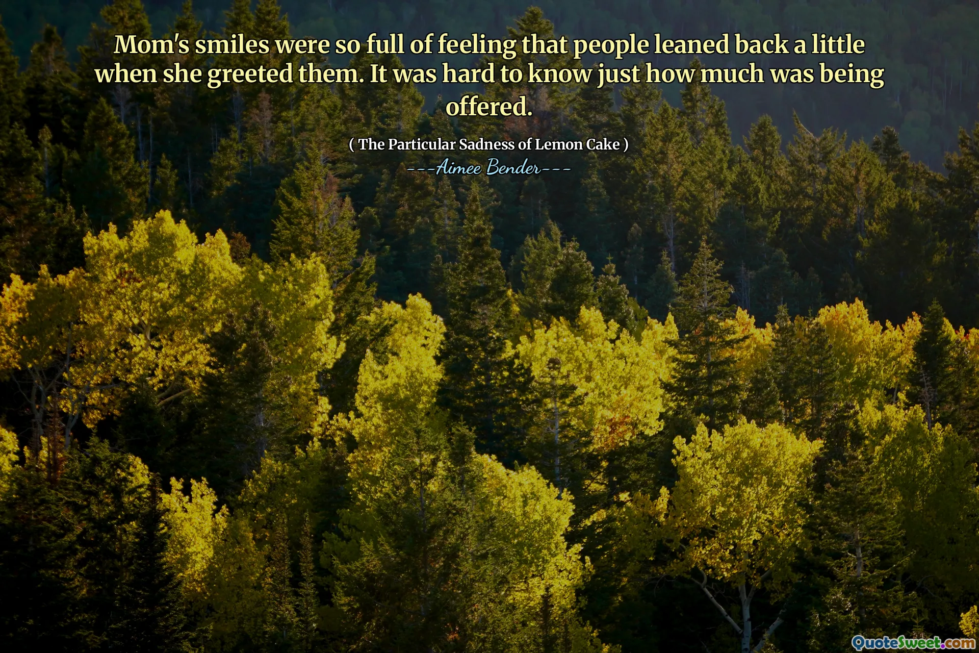 Mom's smiles were so full of feeling that people leaned back a little when she greeted them. It was hard to know just how much was being offered.