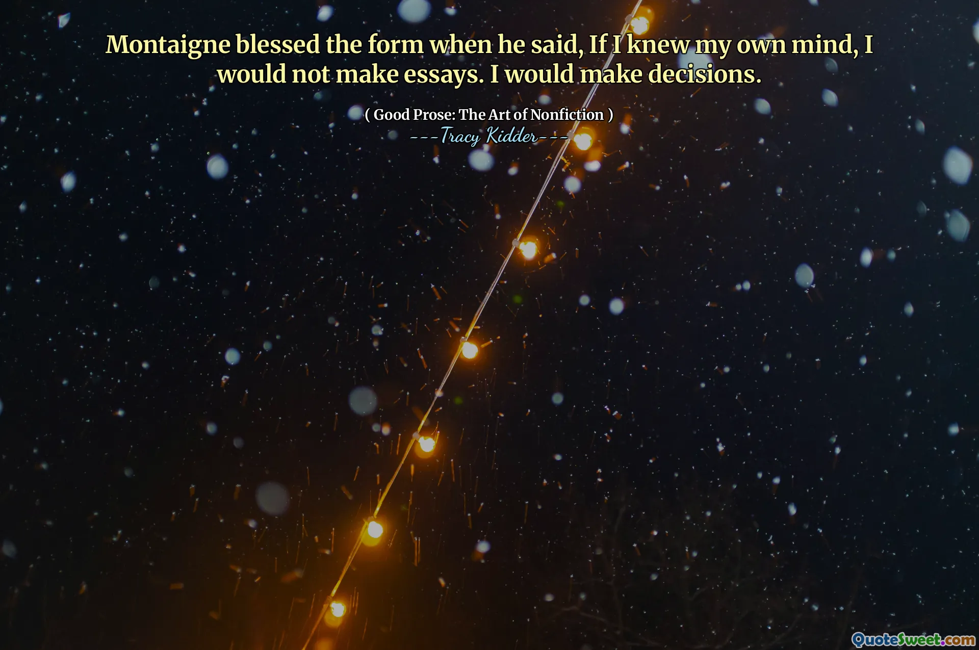 باركت Montaigne النموذج عندما قال ، إذا كنت أعرف عقلي ، فلن أصنع مقالات. أود اتخاذ القرارات.