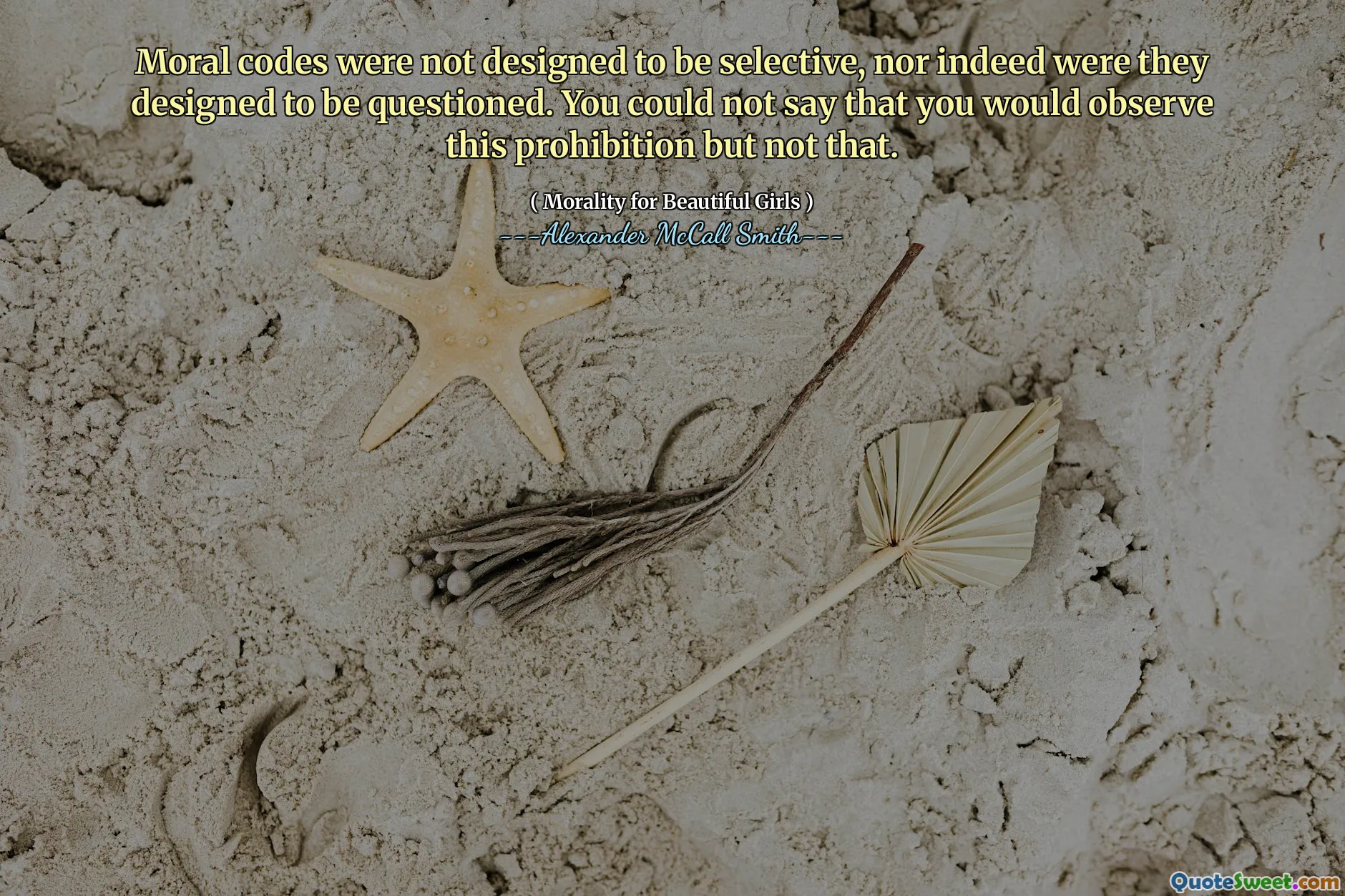 Ahlaki kodlar seçici olacak şekilde tasarlanmamış ya da gerçekten de sorgulanacak şekilde tasarlanmışlardı. Bu yasağı gözlemleyeceğinizi söyleyemezsiniz, ancak bunu değil.