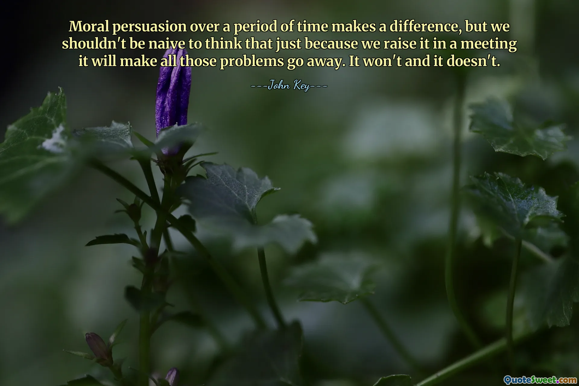 Moral persuasion over a period of time makes a difference, but we shouldn't be naive to think that just because we raise it in a meeting it will make all those problems go away. It won't and it doesn't.