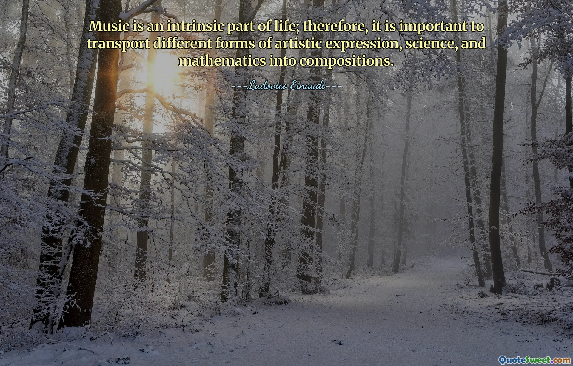 Music is an intrinsic part of life; therefore, it is important to transport different forms of artistic expression, science, and mathematics into compositions.
