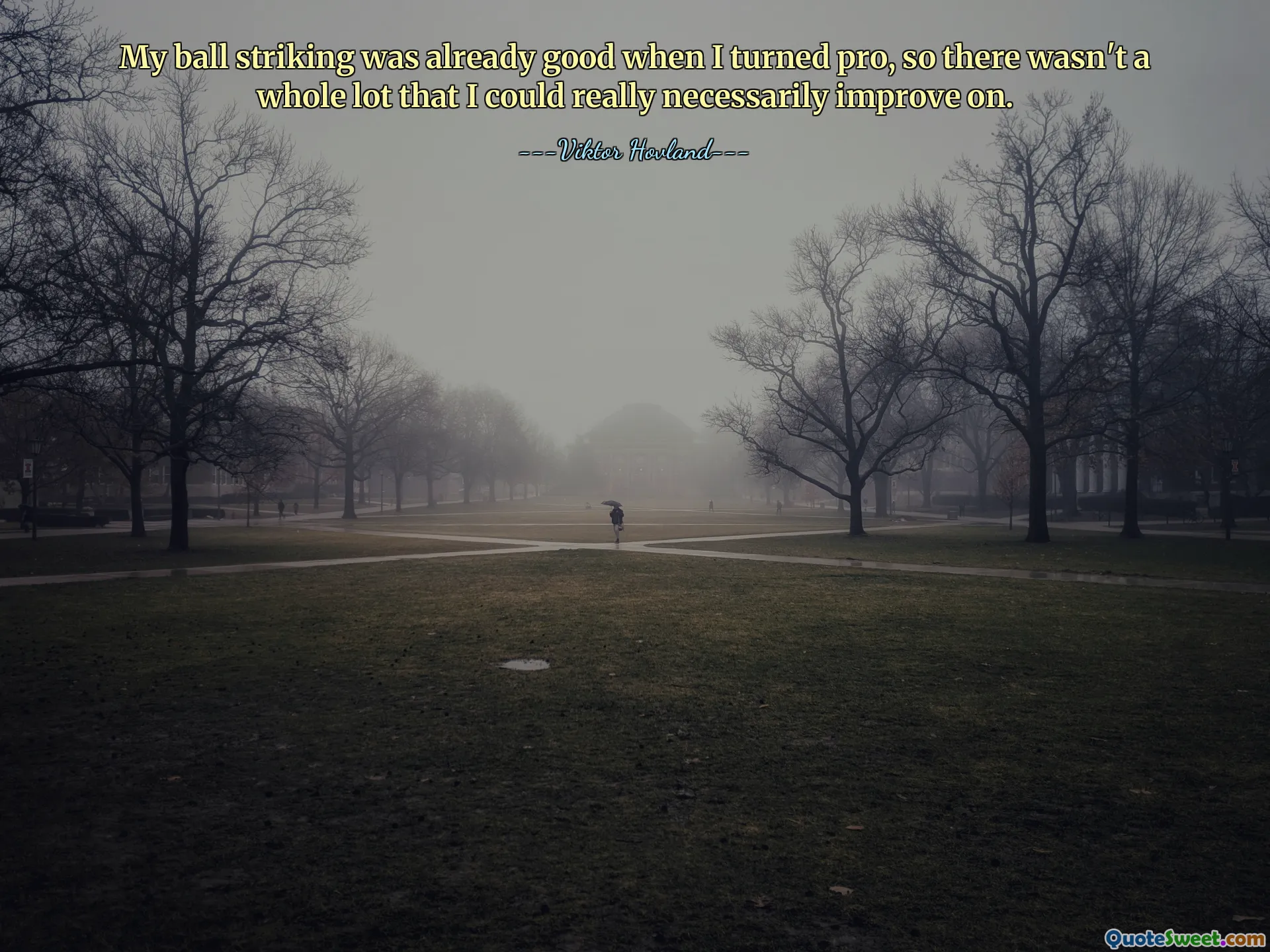 My ball striking was already good when I turned pro, so there wasn't a whole lot that I could really necessarily improve on.