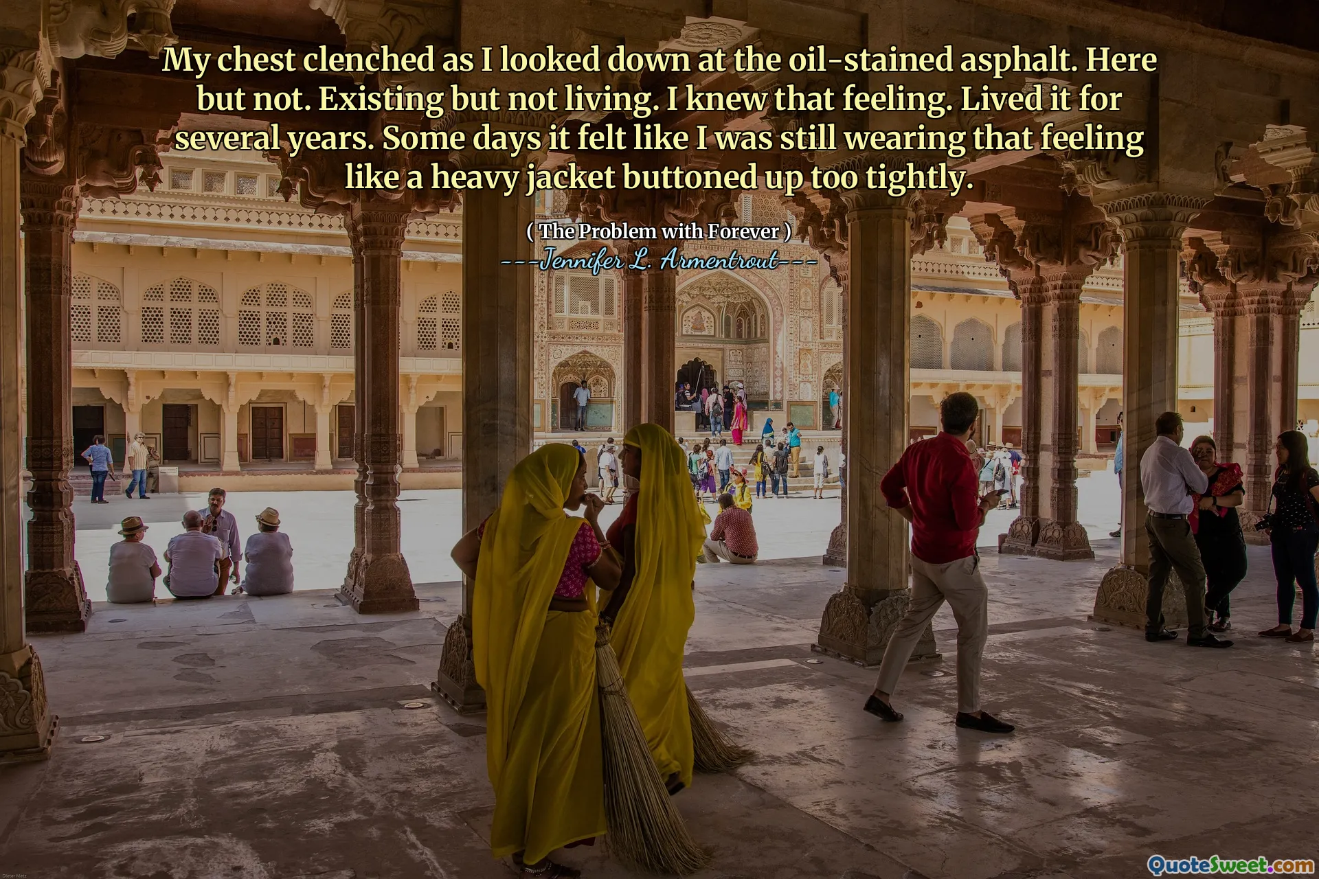 My chest clenched as I looked down at the oil-stained asphalt. Here but not. Existing but not living. I knew that feeling. Lived it for several years. Some days it felt like I was still wearing that feeling like a heavy jacket buttoned up too tightly.