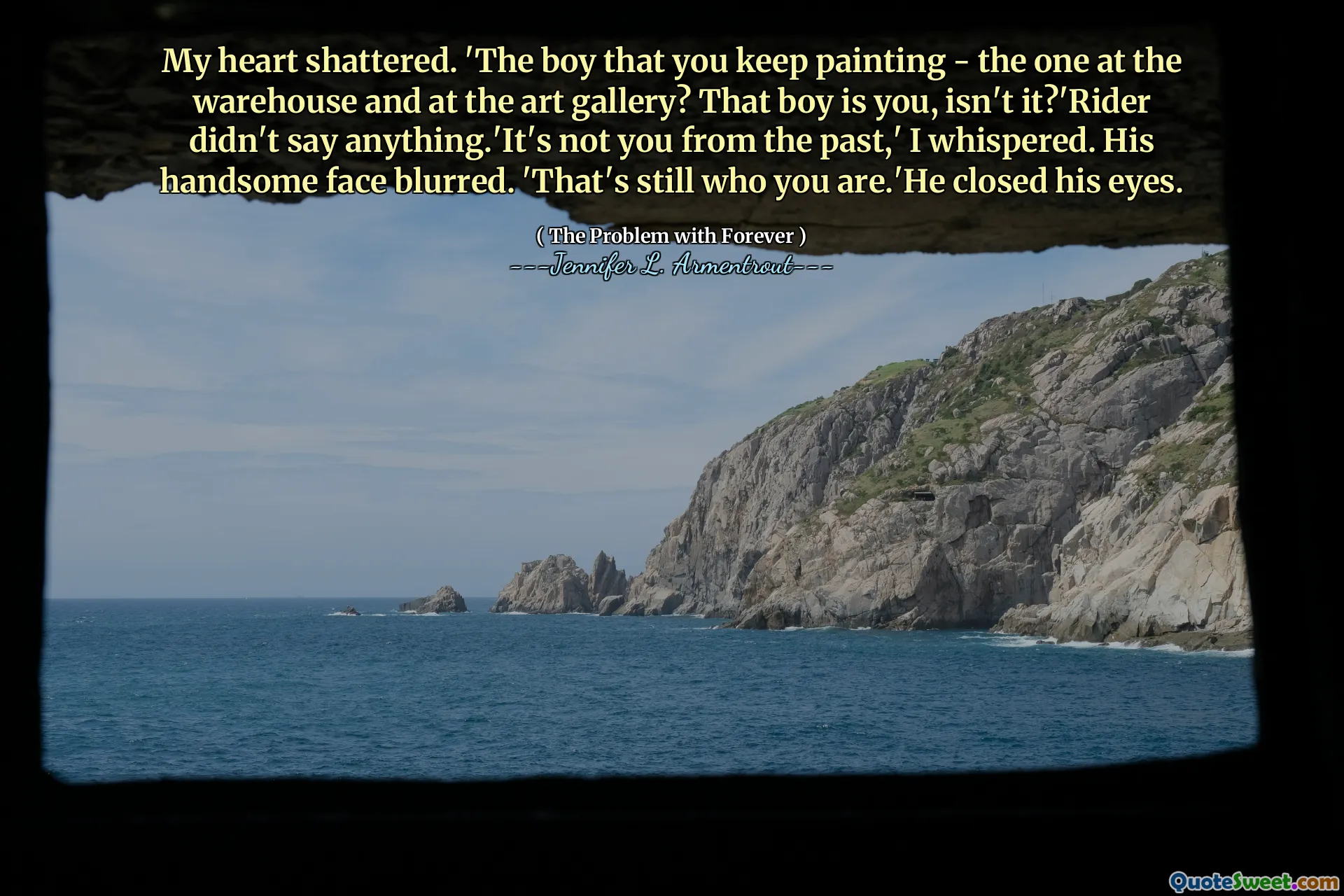 My heart shattered. 'The boy that you keep painting - the one at the warehouse and at the art gallery? That boy is you, isn't it?'Rider didn't say anything.'It's not you from the past,' I whispered. His handsome face blurred. 'That's still who you are.'He closed his eyes.