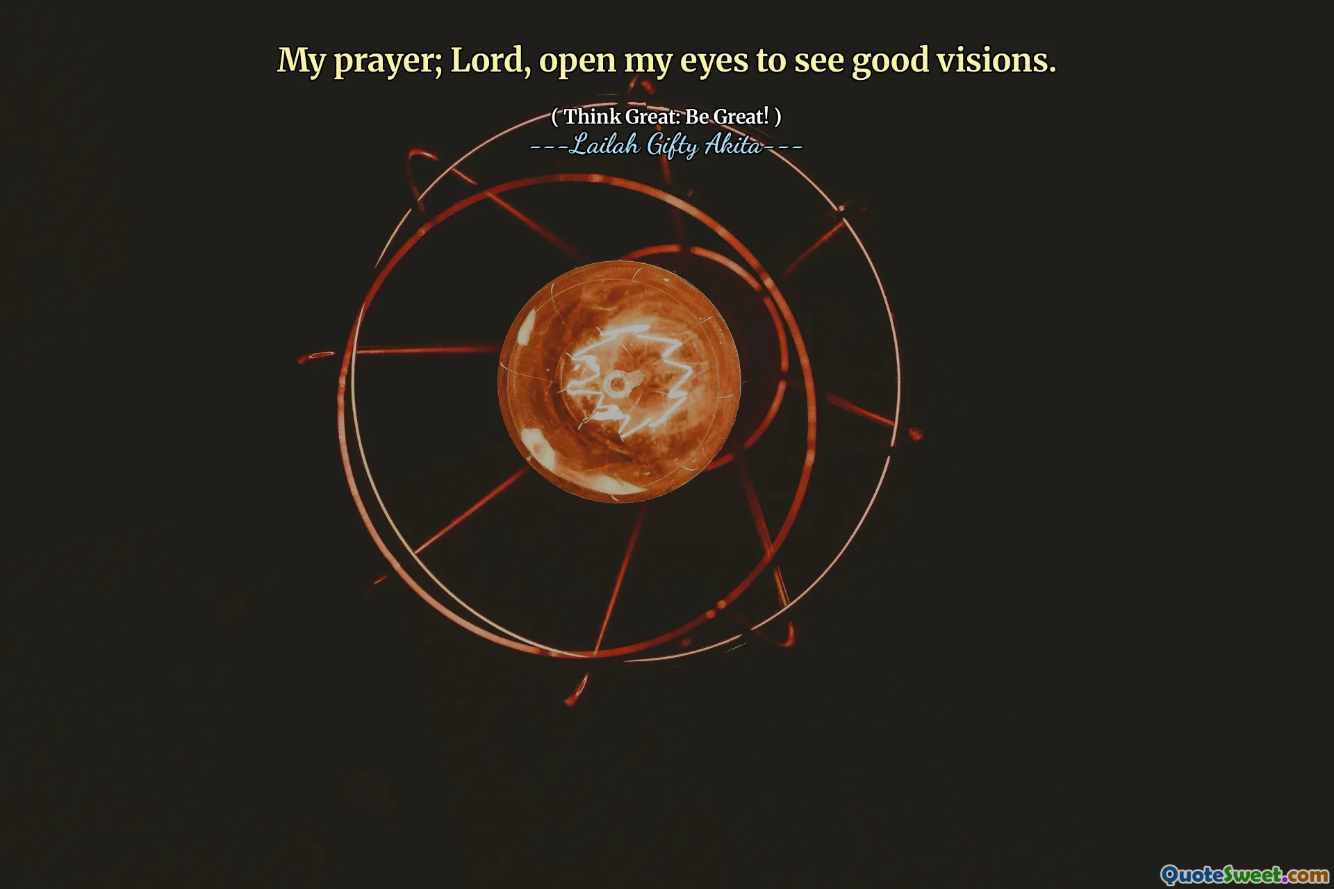 My prayer; Lord, open my eyes to see good visions.