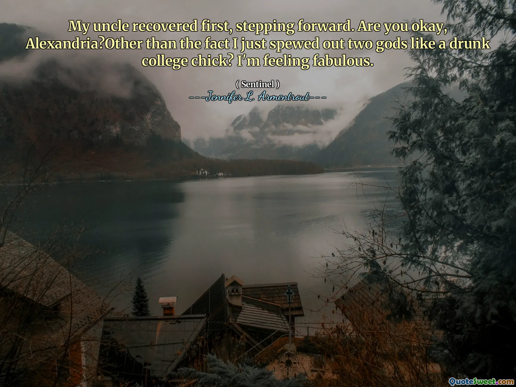 My uncle recovered first, stepping forward. Are you okay, Alexandria?Other than the fact I just spewed out two gods like a drunk college chick? I'm feeling fabulous.