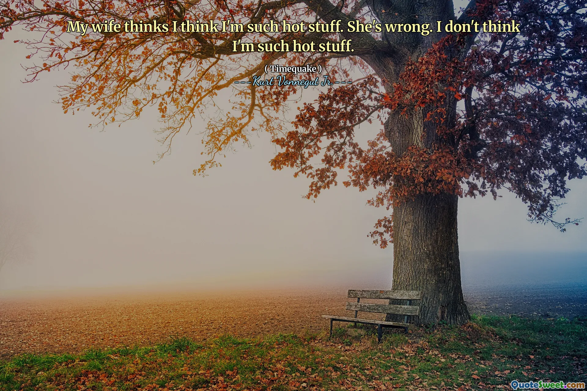 Karım çok sıcak şeyler olduğumu düşünüyorum. Yanlış. Çok ateşli şeyler olduğumu sanmıyorum.