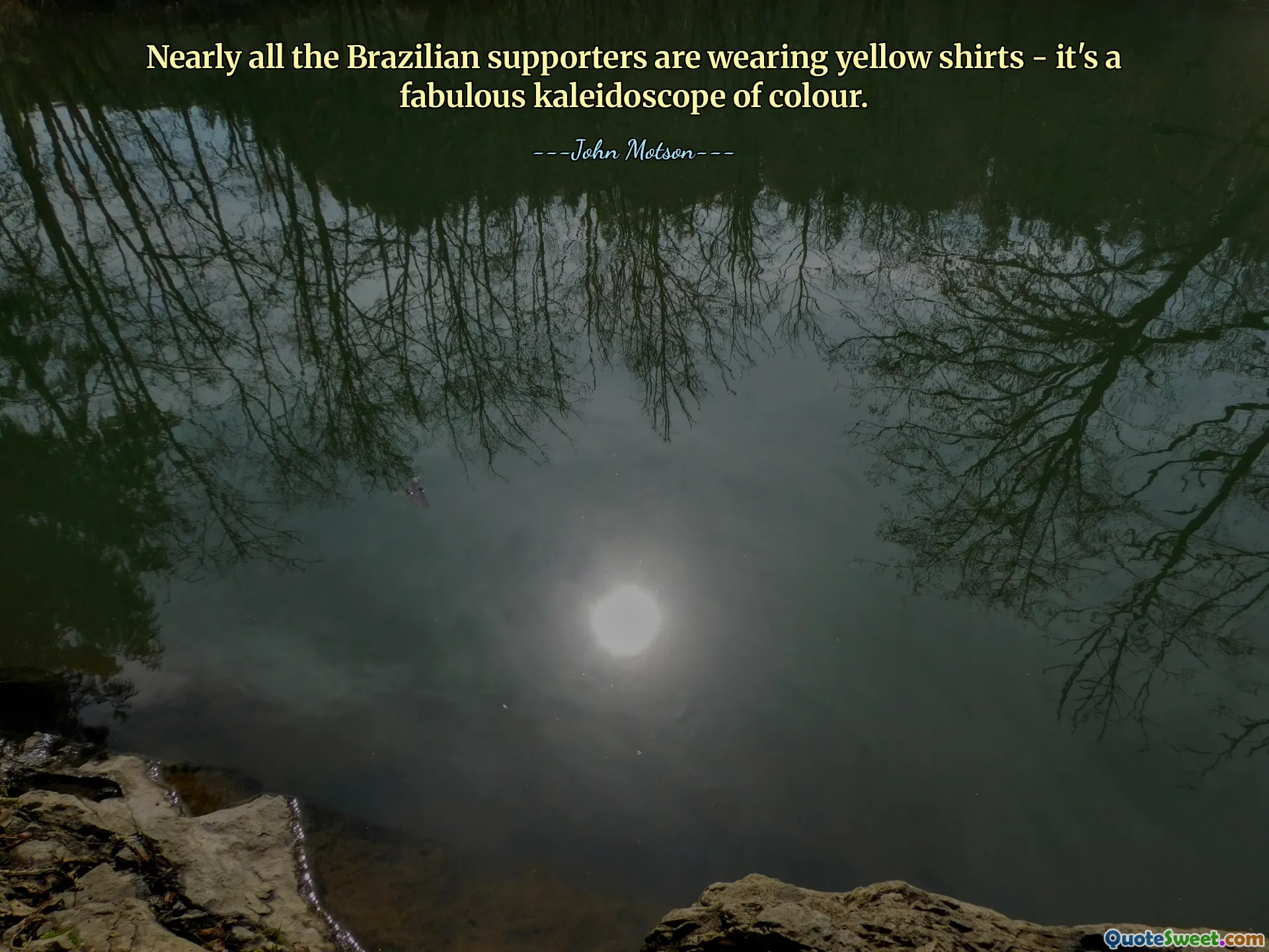 Nearly all the Brazilian supporters are wearing yellow shirts - it's a fabulous kaleidoscope of colour.