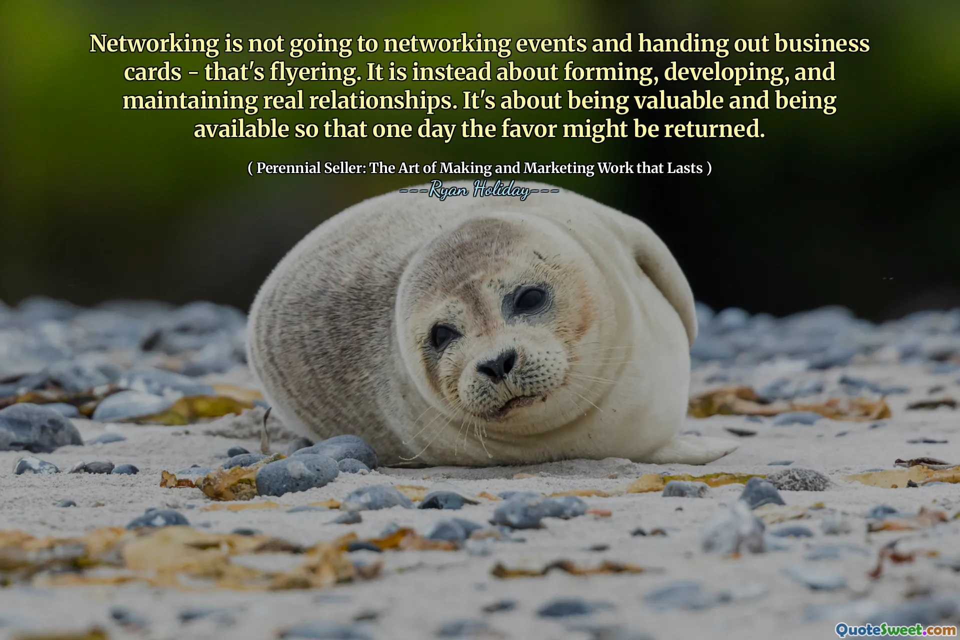 Networking is not going to networking events and handing out business cards - that's flyering. It is instead about forming, developing, and maintaining real relationships. It's about being valuable and being available so that one day the favor might be returned.