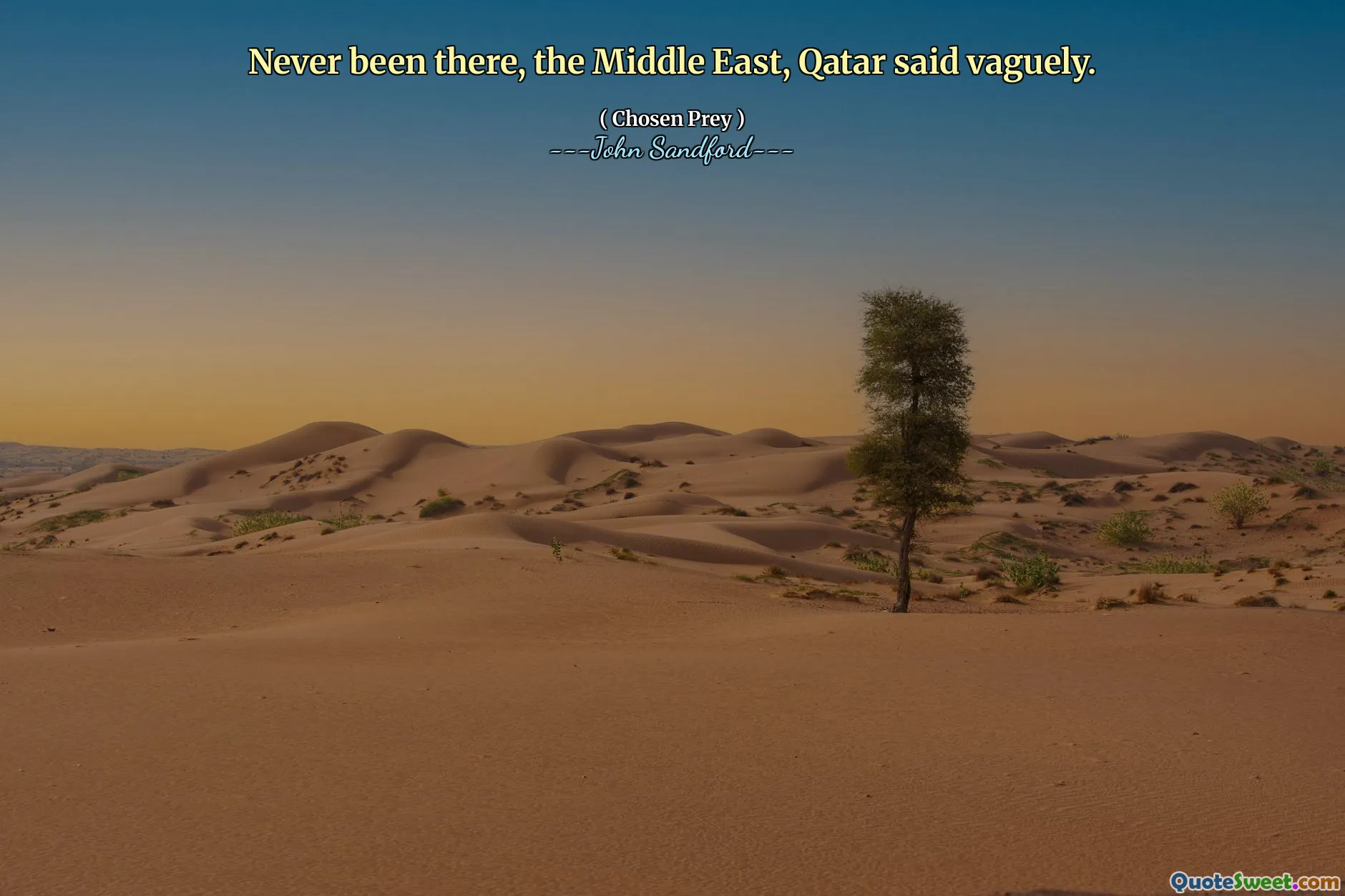 没去过，中东，卡塔尔含糊地说。