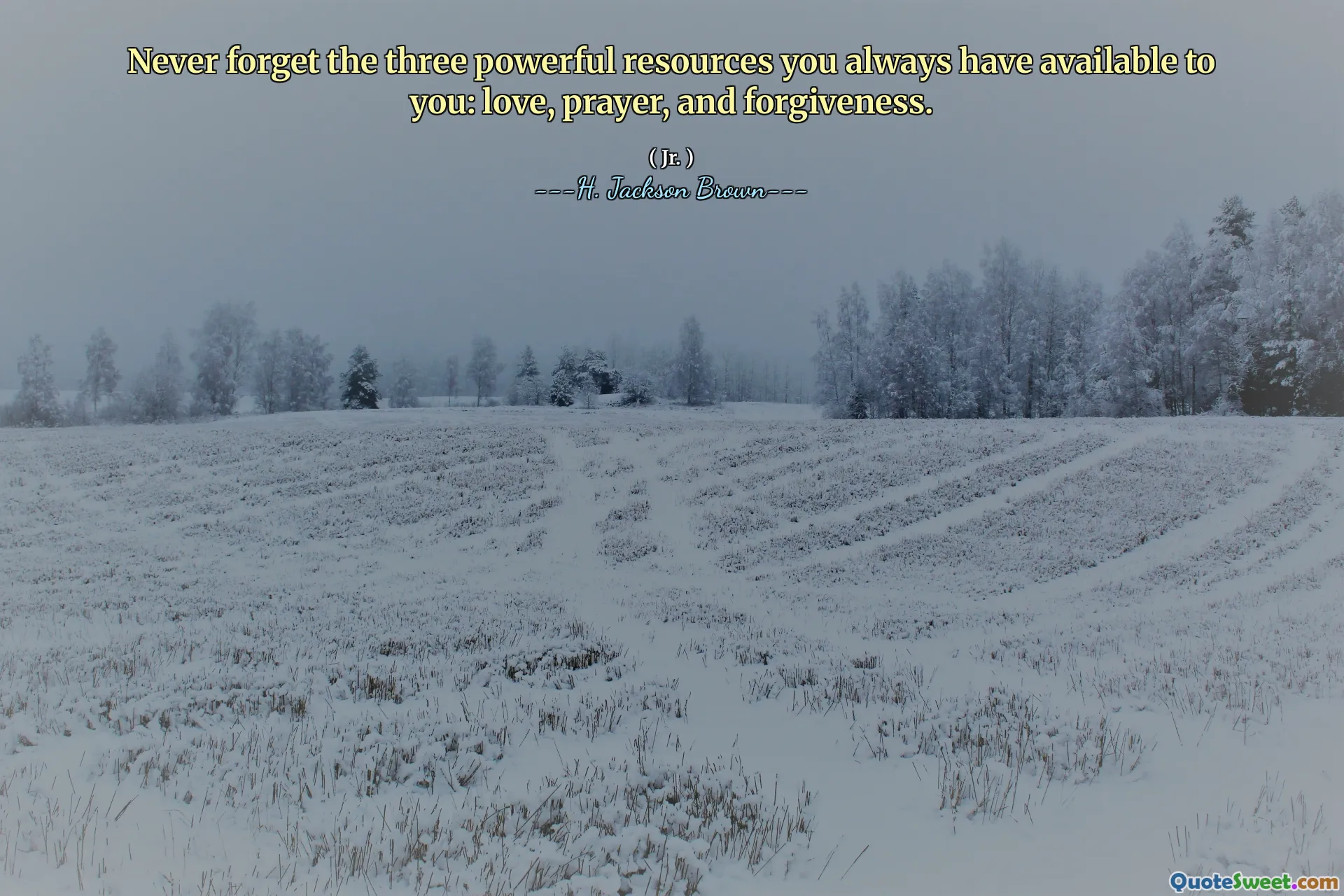 Never forget the three powerful resources you always have available to you: love, prayer, and forgiveness.