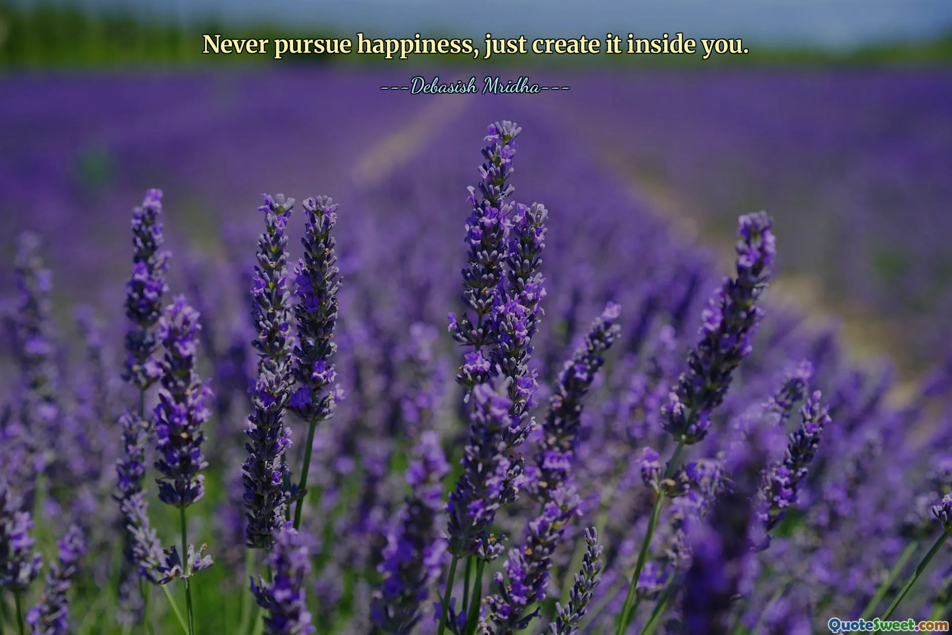 Never pursue happiness, just create it inside you.