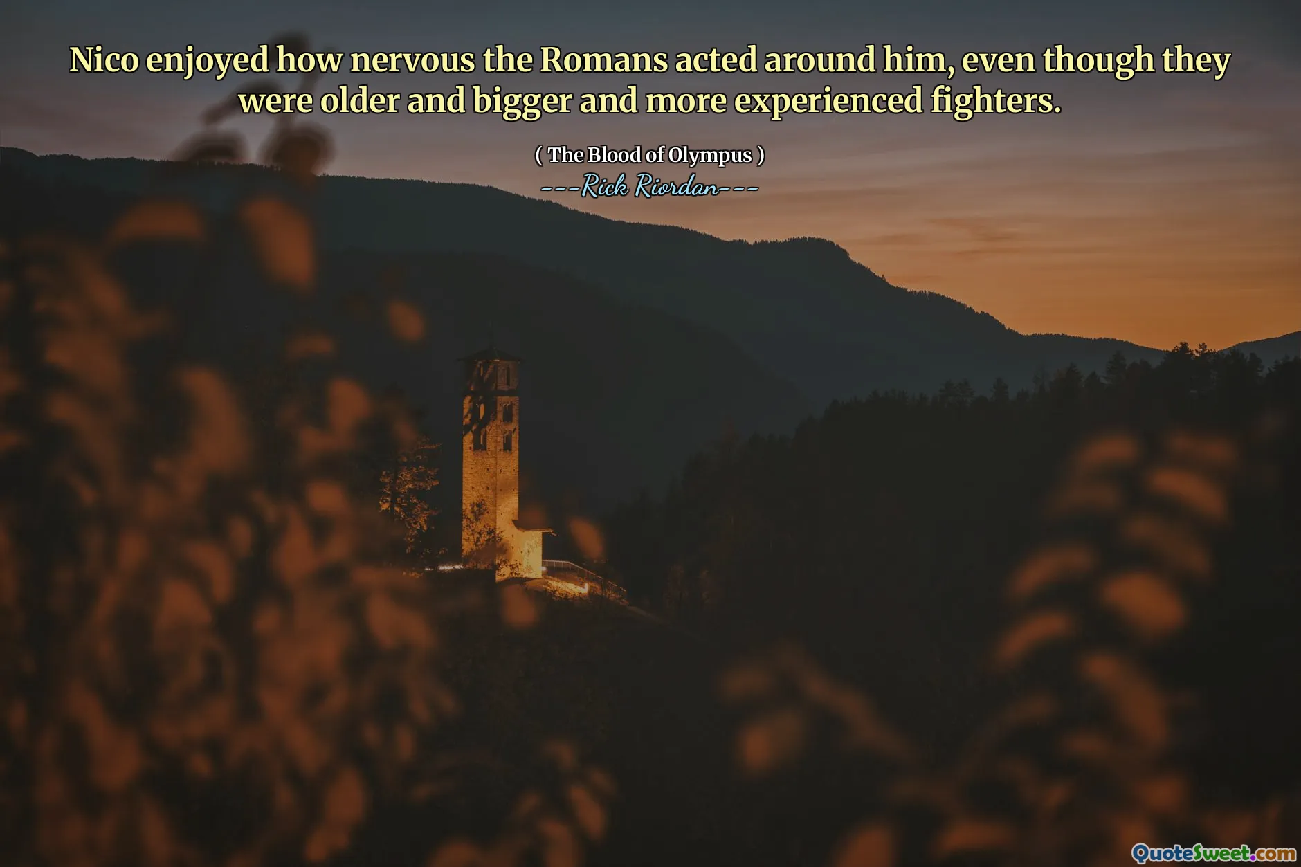 Nico enjoyed how nervous the Romans acted around him, even though they were older and bigger and more experienced fighters.