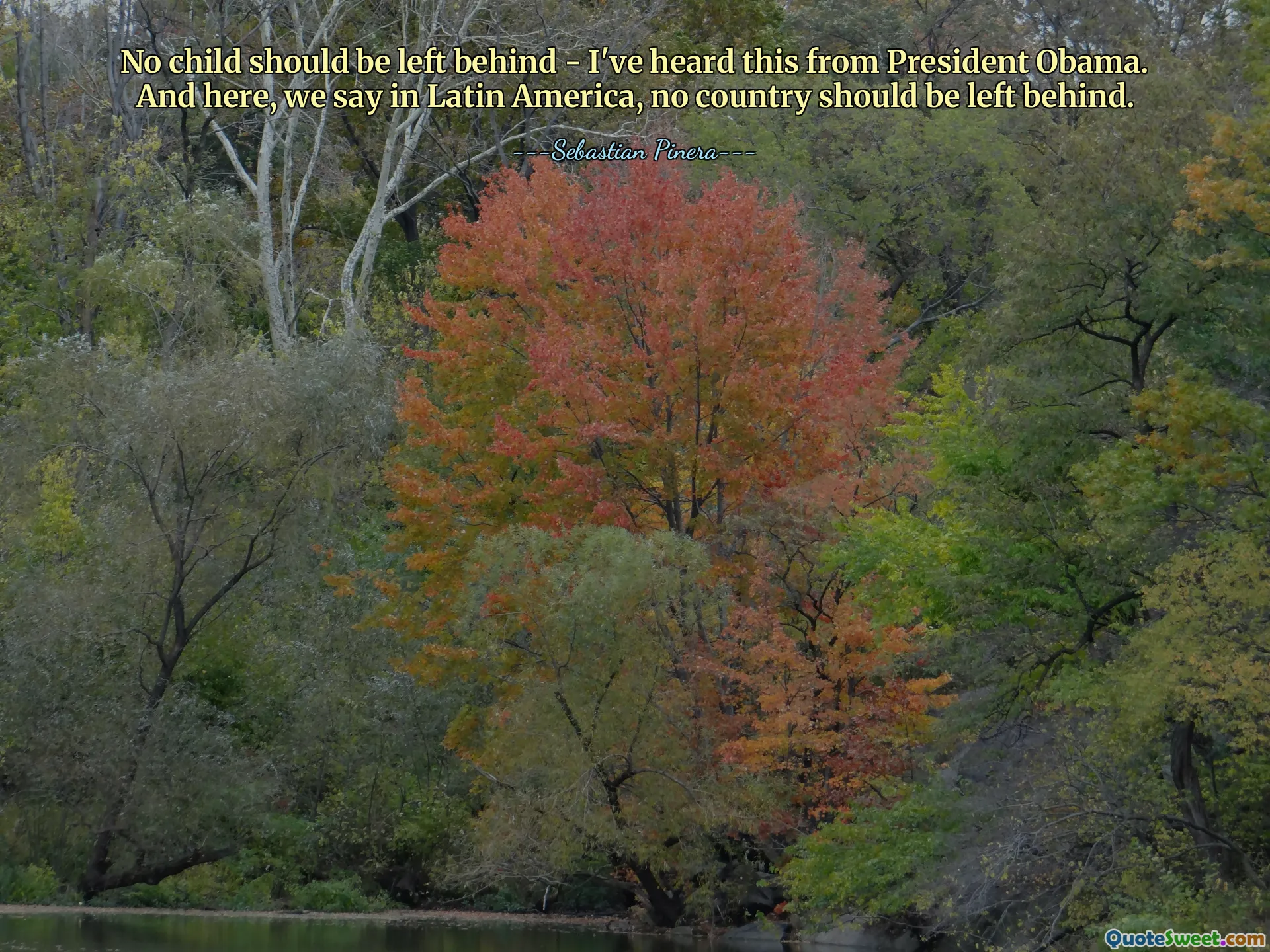 No child should be left behind - I've heard this from President Obama. And here, we say in Latin America, no country should be left behind.