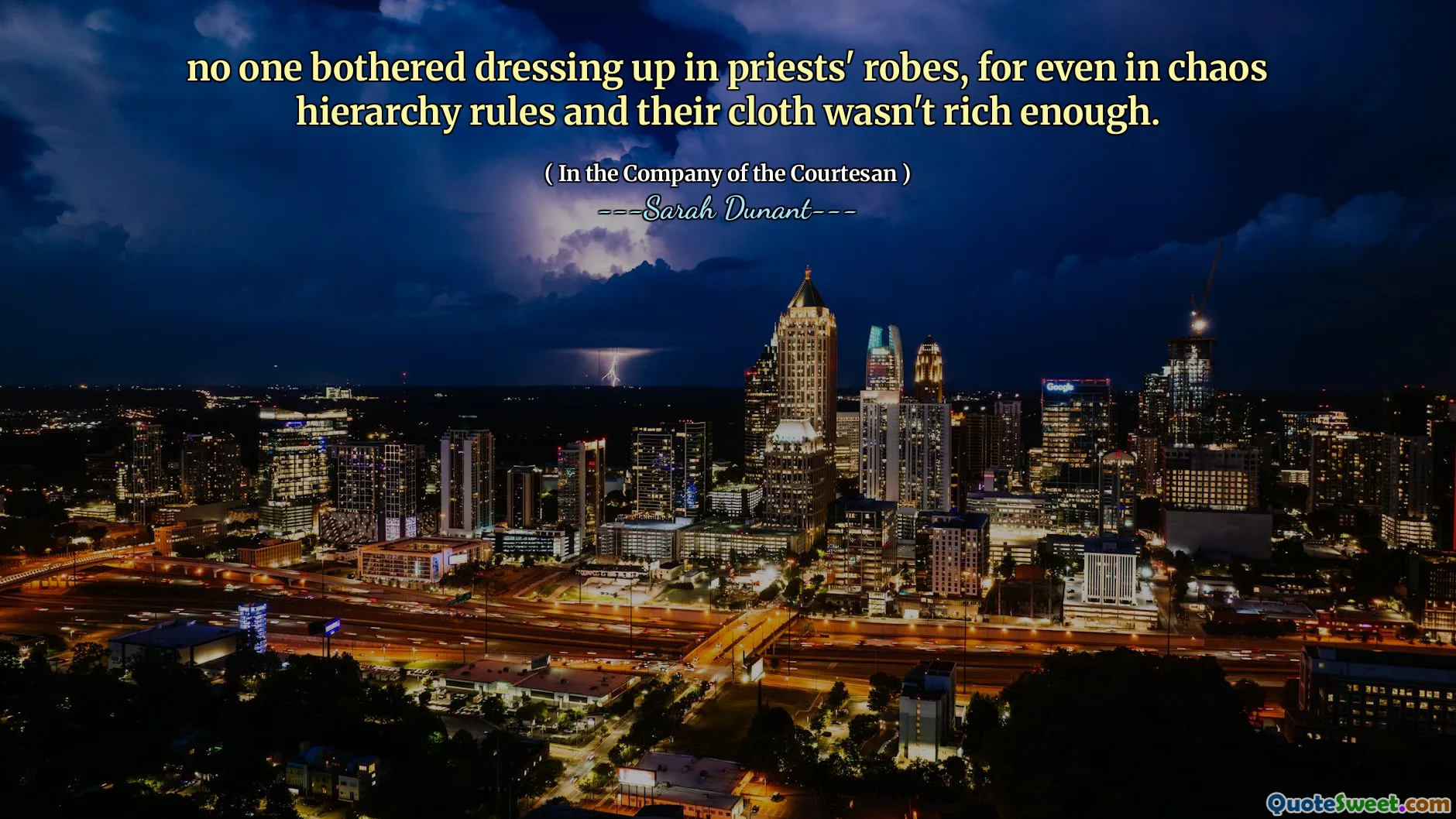 no one bothered dressing up in priests' robes, for even in chaos hierarchy rules and their cloth wasn't rich enough.
