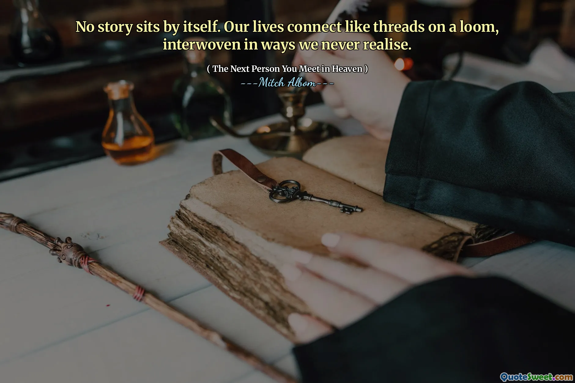 Ingen historie sitter av seg selv. Våre liv kobler seg sammen som tråder på en vevstol, sammenvevd på måter vi aldri er klar over.