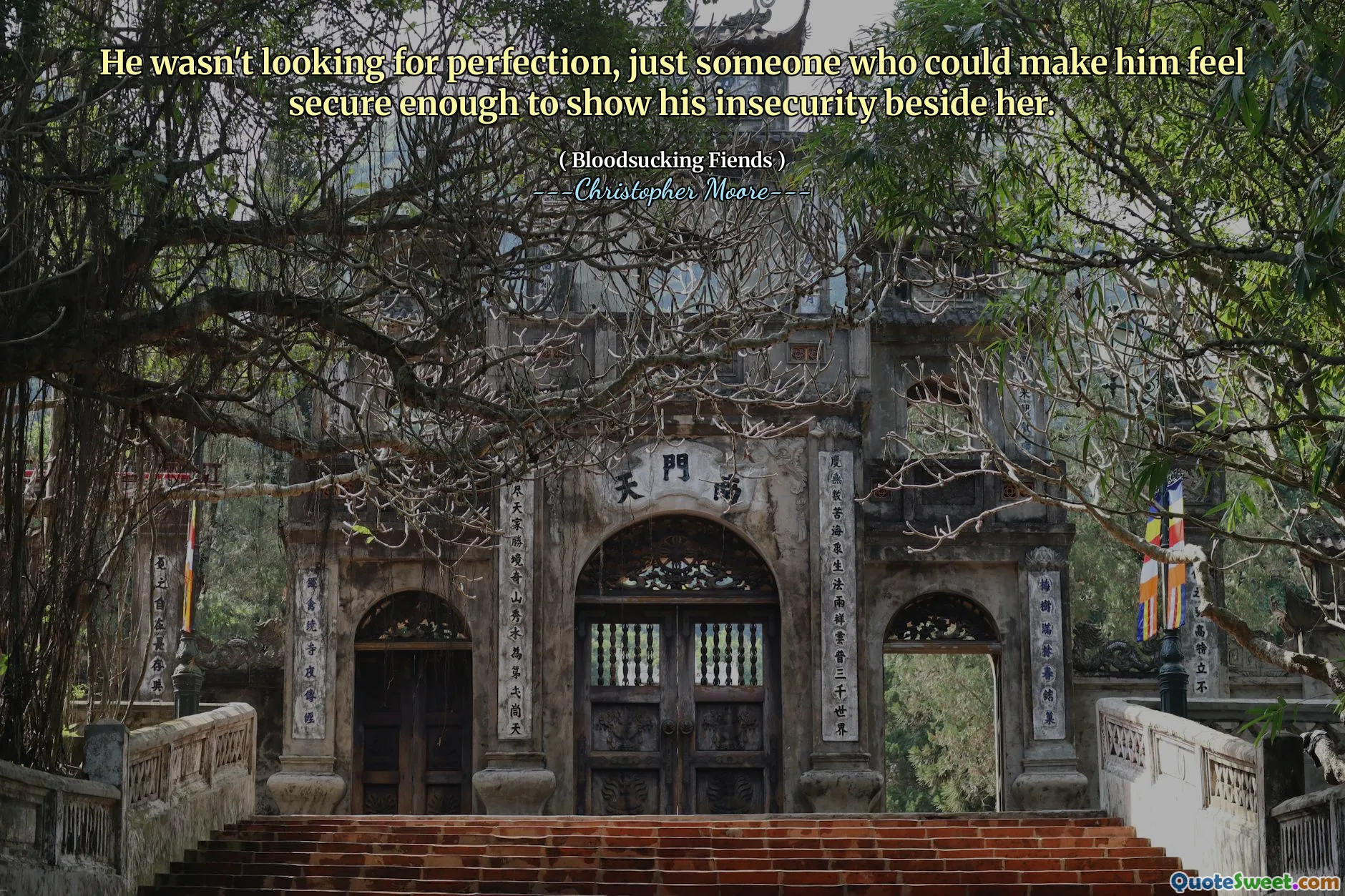 He wasn't looking for perfection, just someone who could make him feel secure enough to show his insecurity beside her.