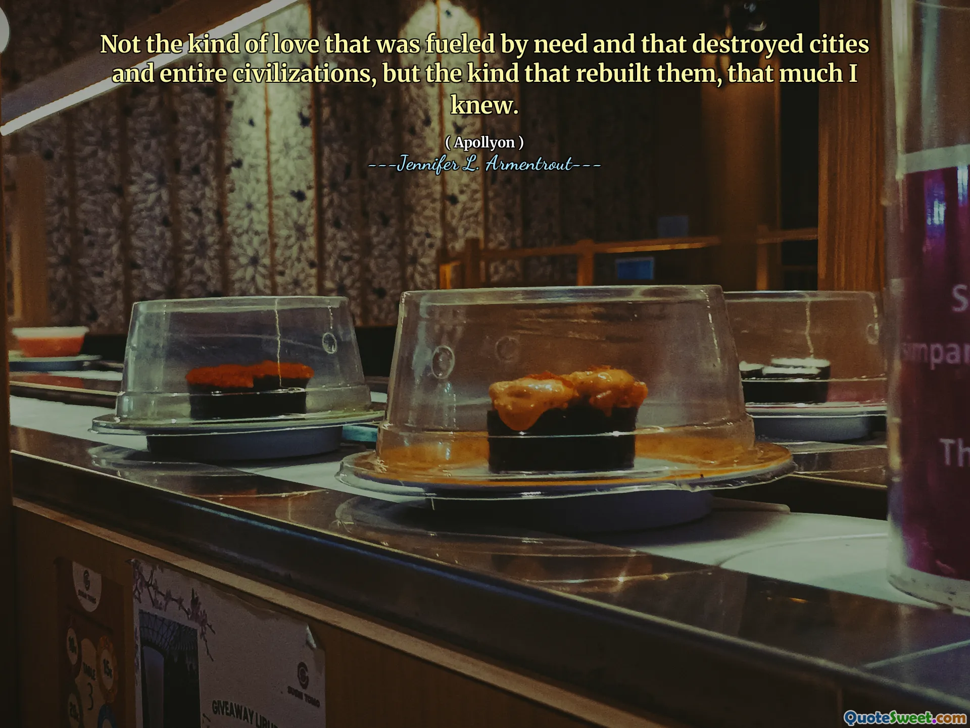 Not the kind of love that was fueled by need and that destroyed cities and entire civilizations, but the kind that rebuilt them, that much I knew.