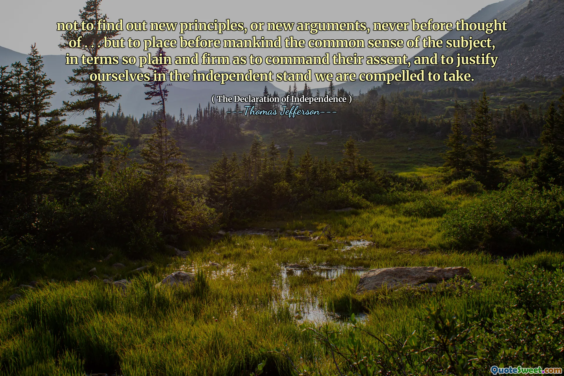 not to find out new principles, or new arguments, never before thought of . . . but to place before mankind the common sense of the subject, in terms so plain and firm as to command their assent, and to justify ourselves in the independent stand we are compelled to take.