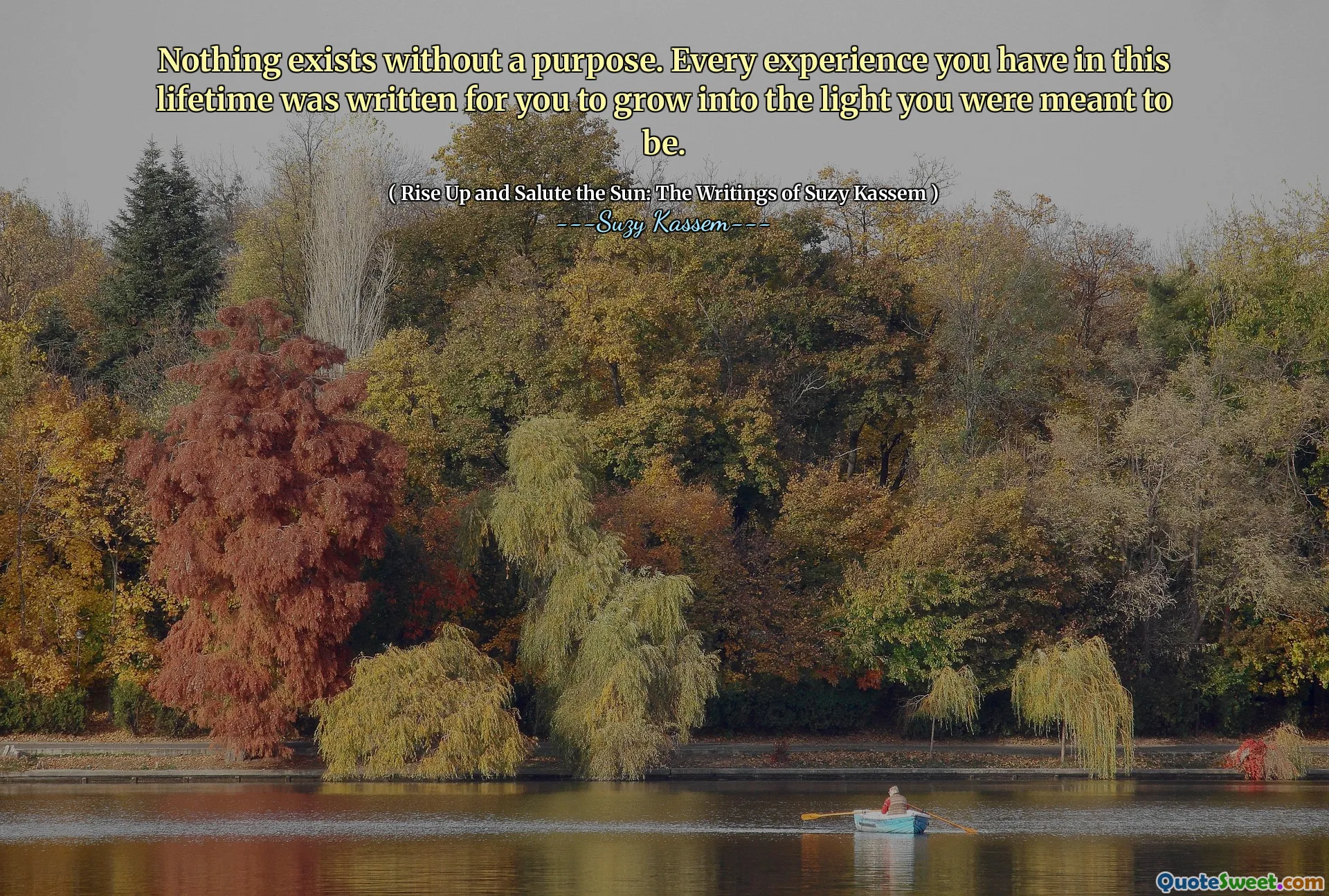 Nothing exists without a purpose. Every experience you have in this lifetime was written for you to grow into the light you were meant to be.