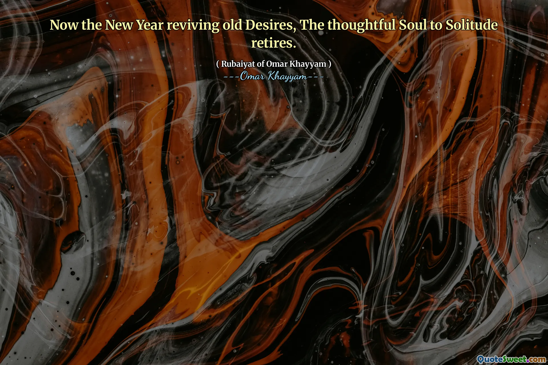 Now the New Year reviving old Desires, The thoughtful Soul to Solitude retires.