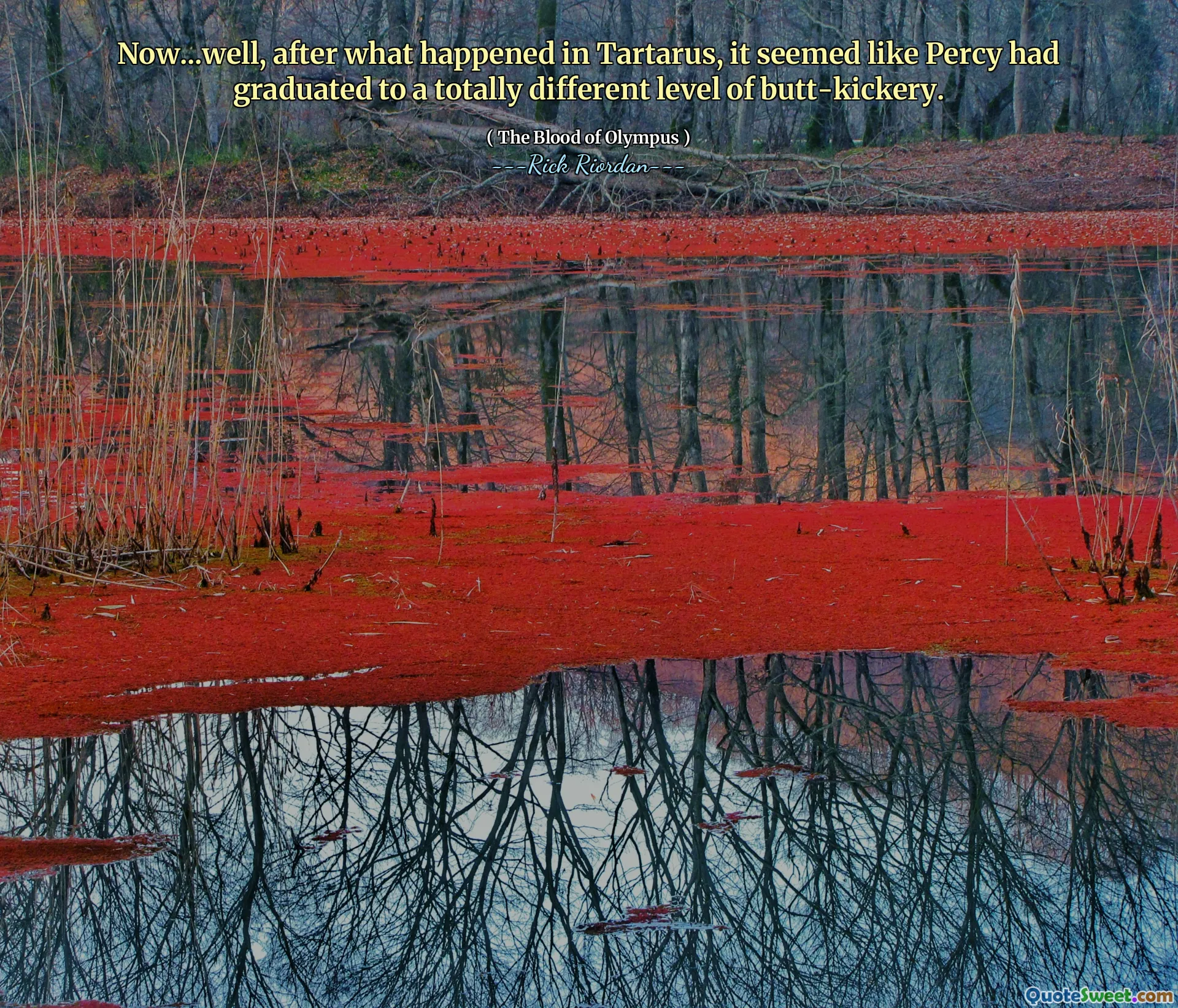 Now...well, after what happened in Tartarus, it seemed like Percy had graduated to a totally different level of butt-kickery.