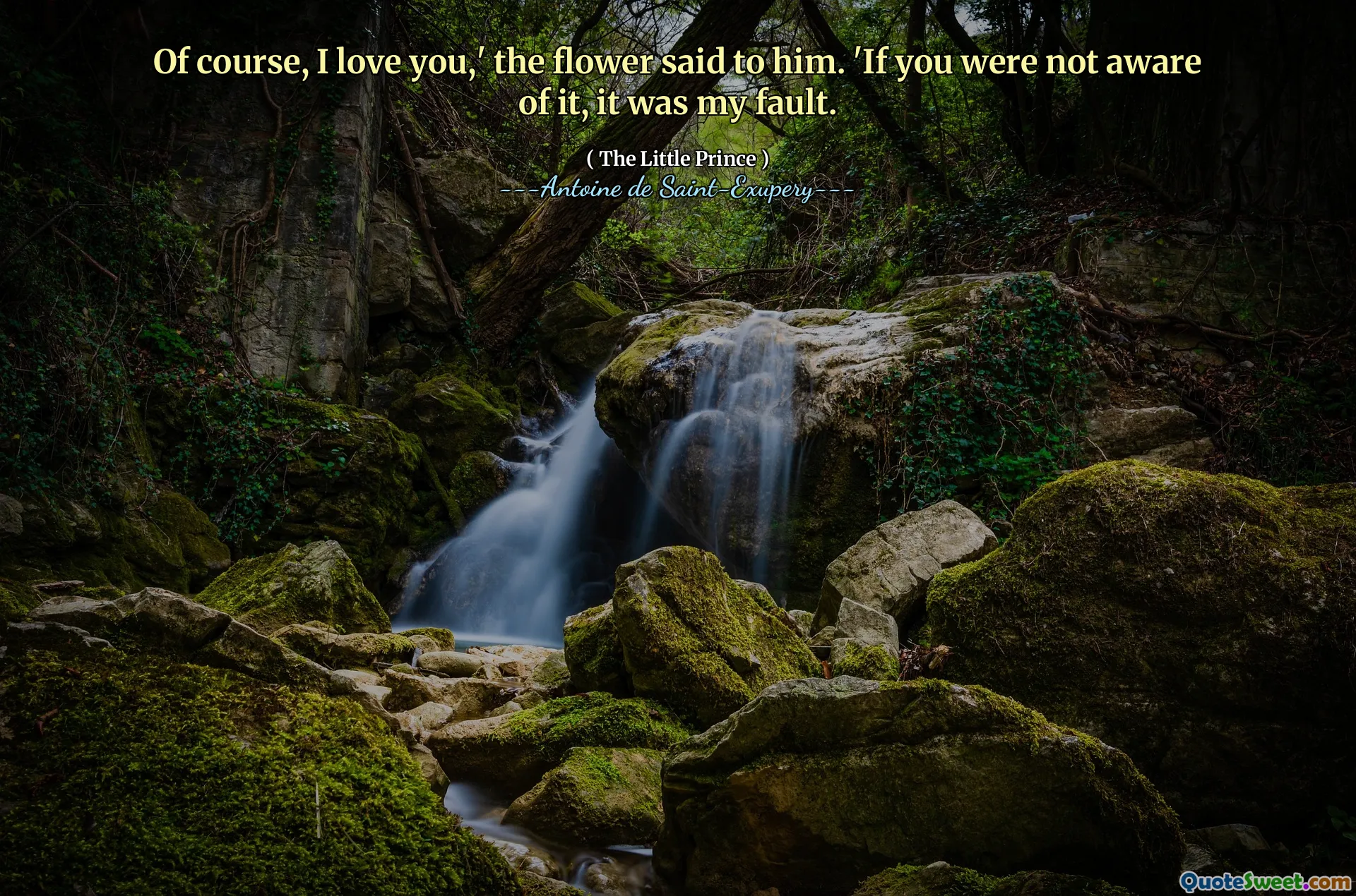 Of course, I love you,' the flower said to him. 'If you were not aware of it, it was my fault.