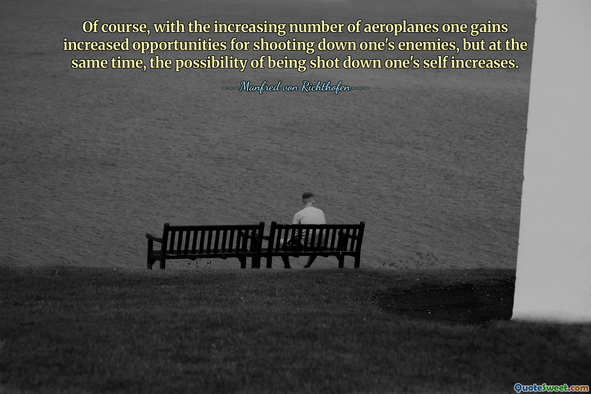Of course, with the increasing number of aeroplanes one gains increased opportunities for shooting down one's enemies, but at the same time, the possibility of being shot down one's self increases.