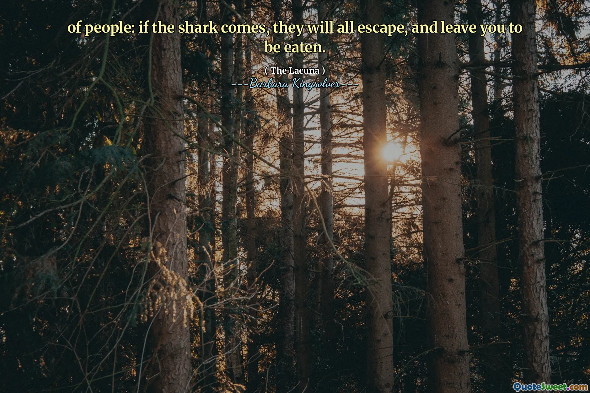 De pessoas: se o tubarão chegar, todos escaparão e deixarão você ser comido.