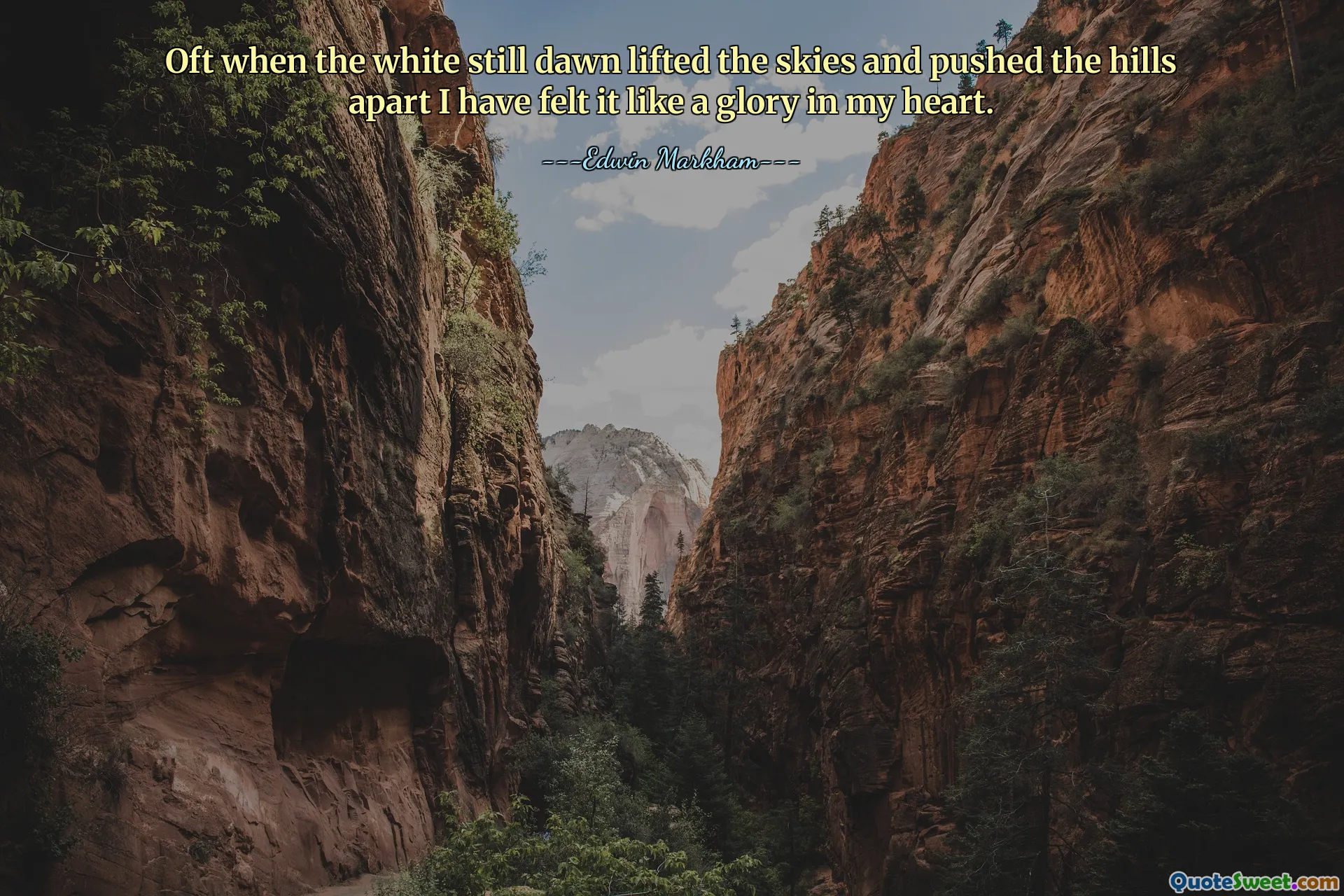 Oft when the white still dawn lifted the skies and pushed the hills apart I have felt it like a glory in my heart.