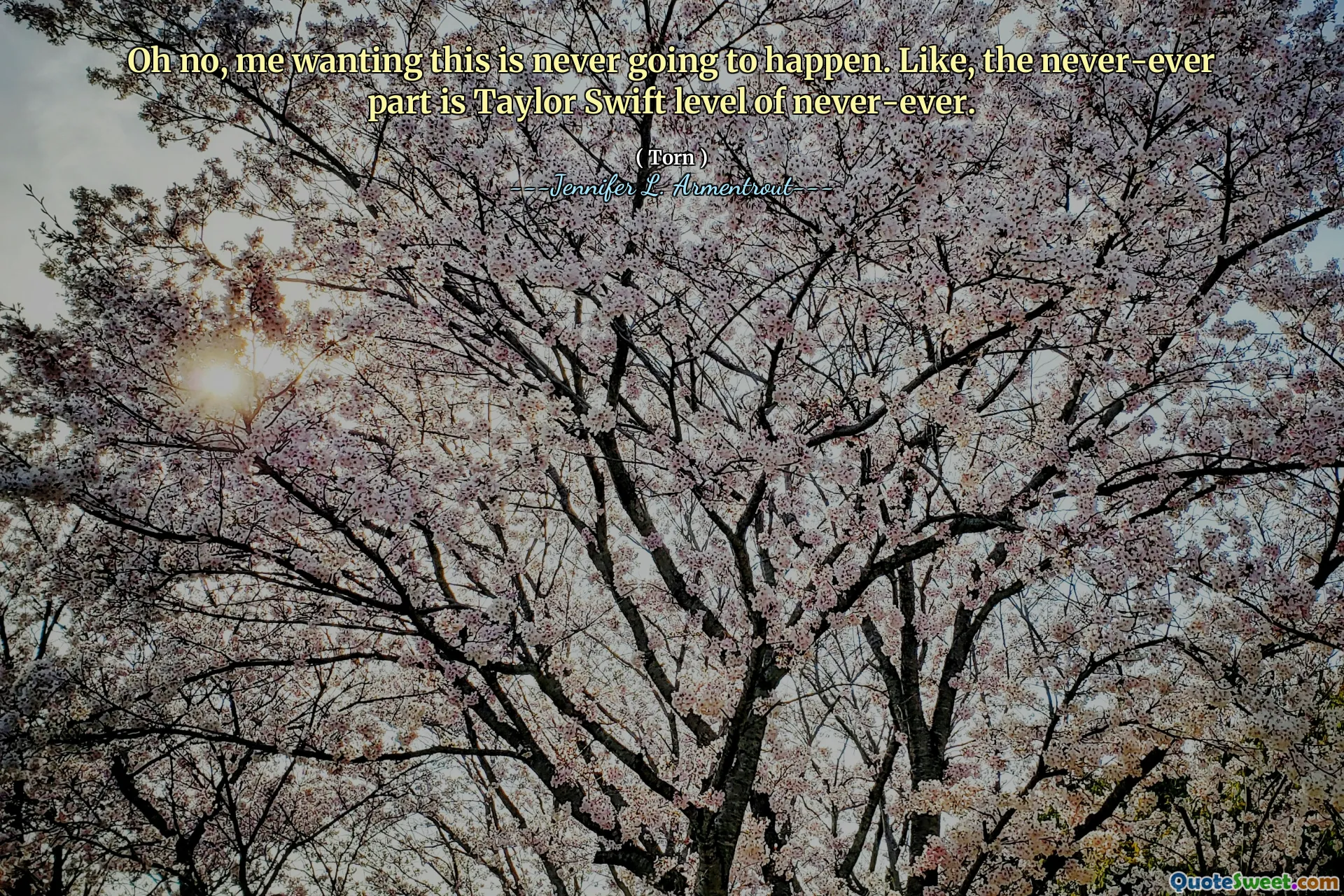 Oh no, me wanting this is never going to happen. Like, the never-ever part is Taylor Swift level of never-ever.